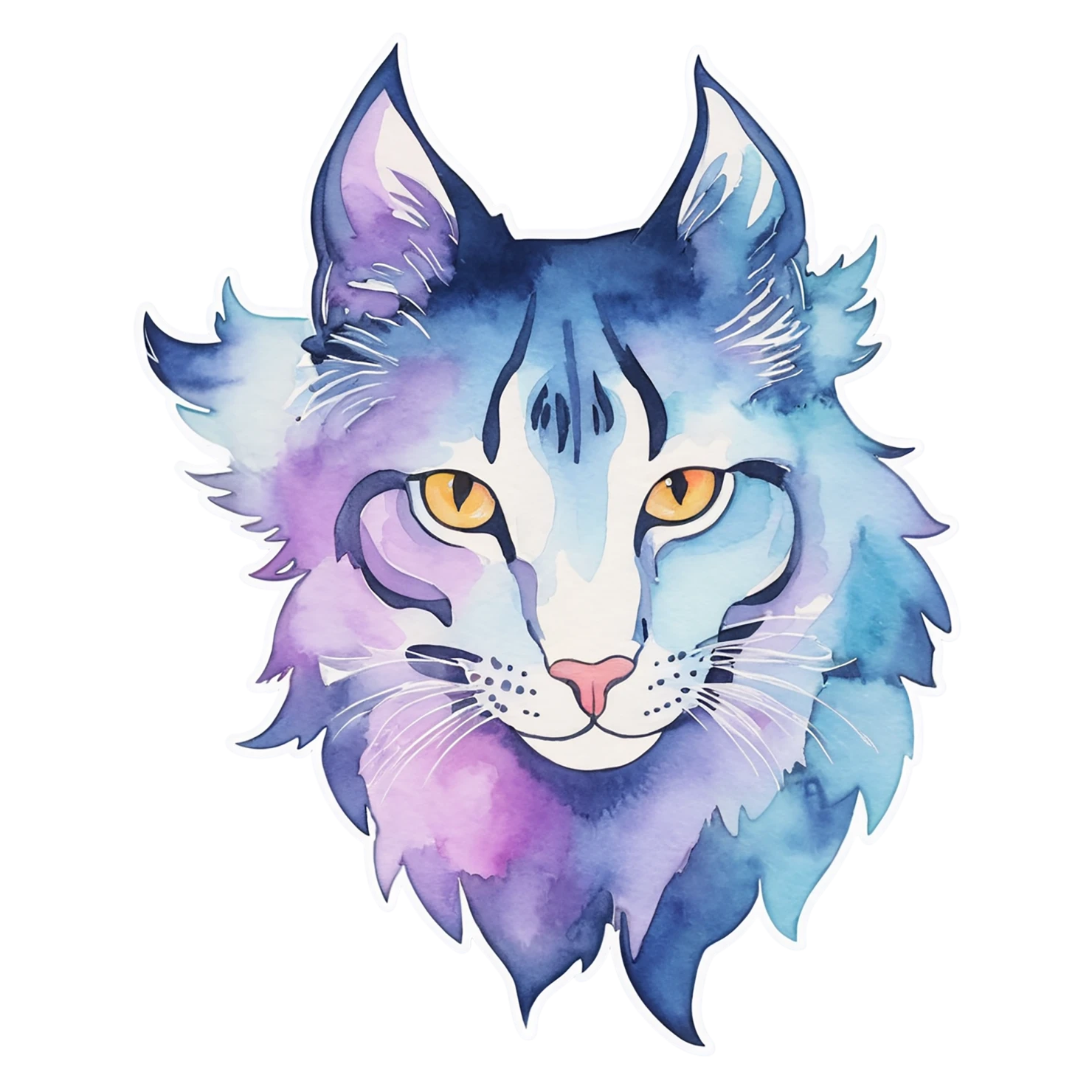 Cat watercolor sticker isolated on transparent background #14885