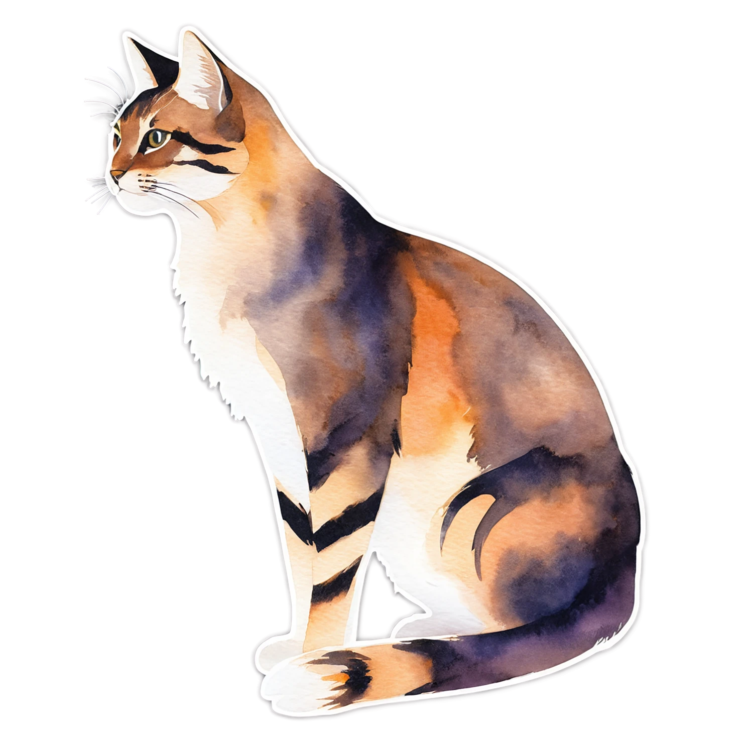 Cat watercolor sticker isolated on transparent background #14888