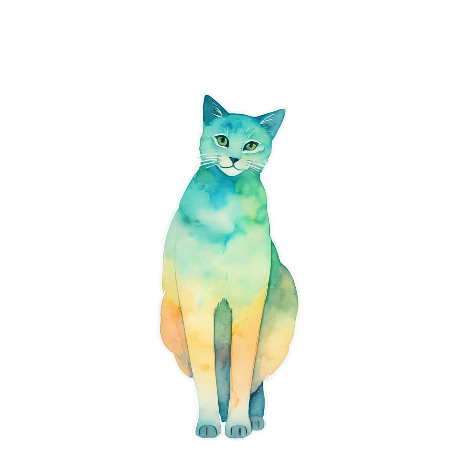 Cat watercolor sticker isolated on transparent background #14889