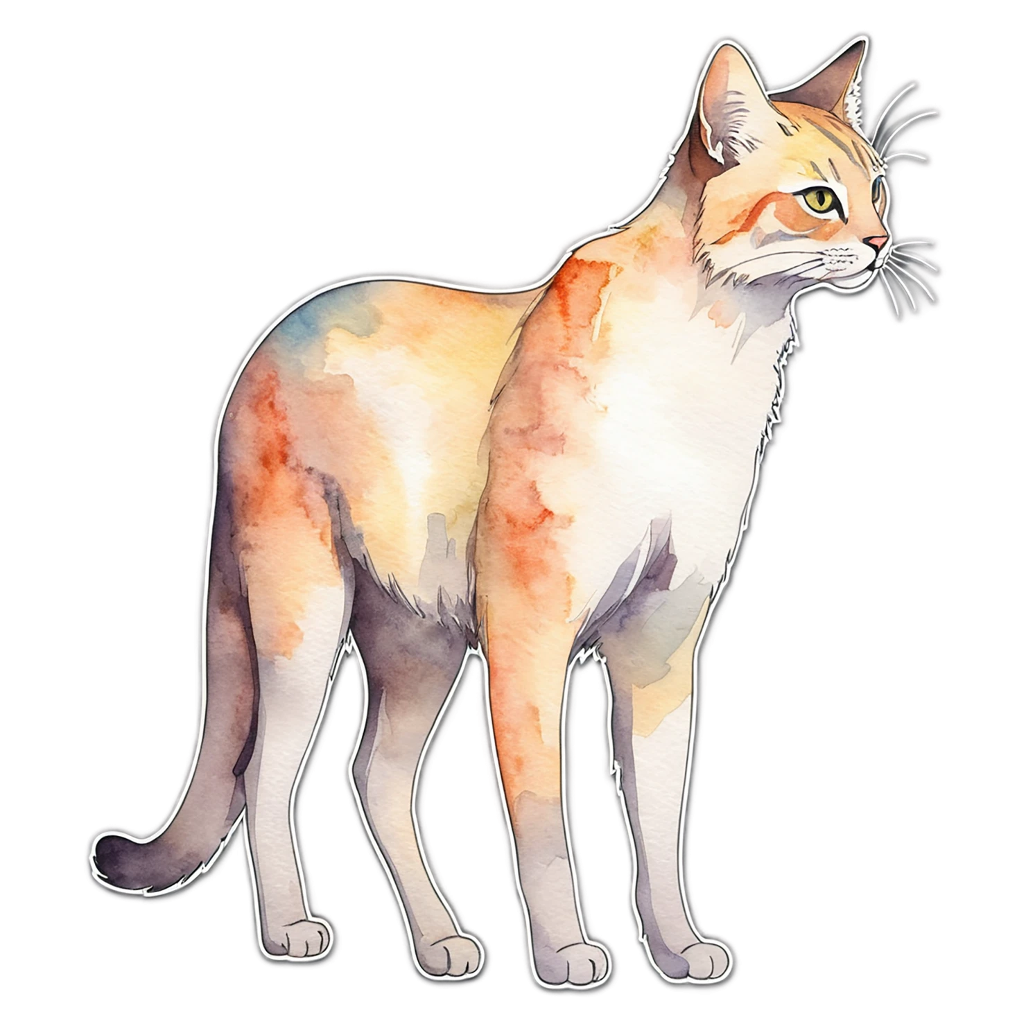Cat watercolor sticker isolated on transparent background #14891