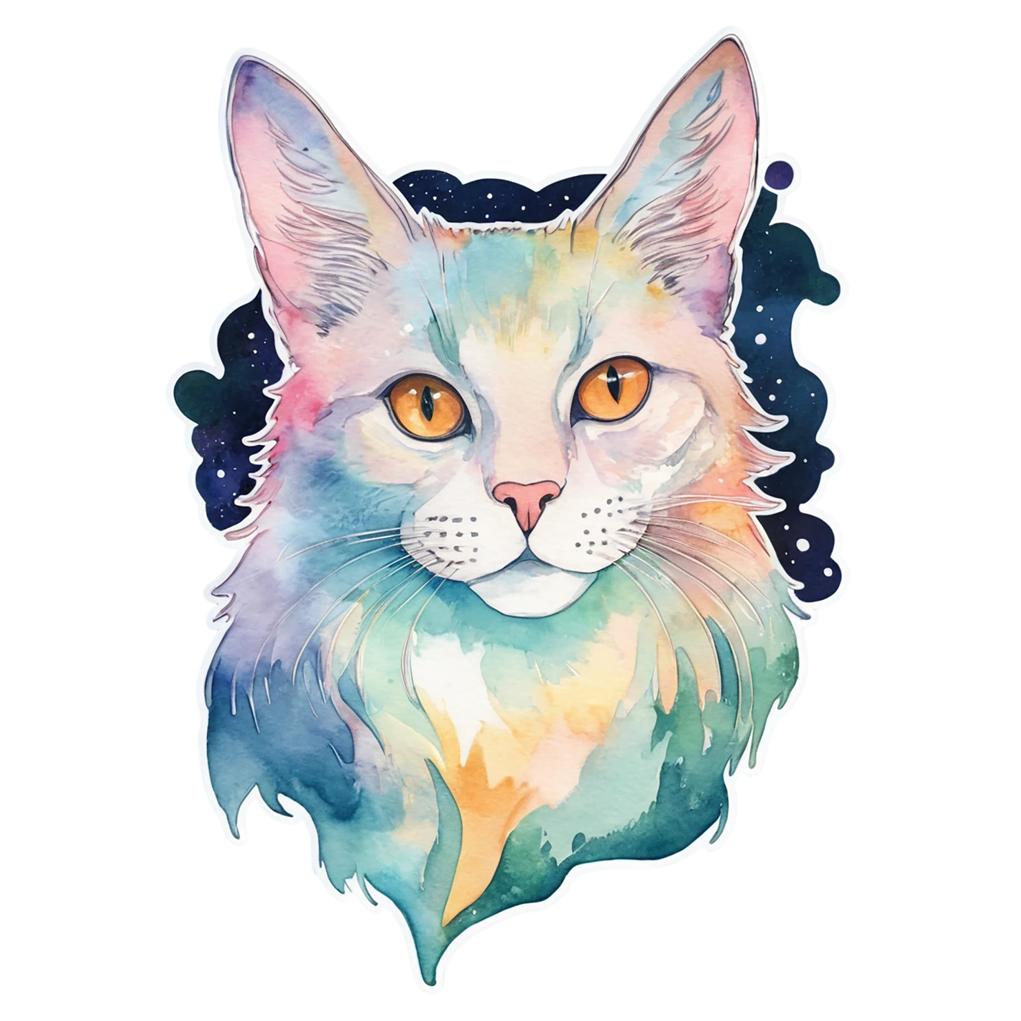 Cat watercolor sticker isolated on transparent background #14892