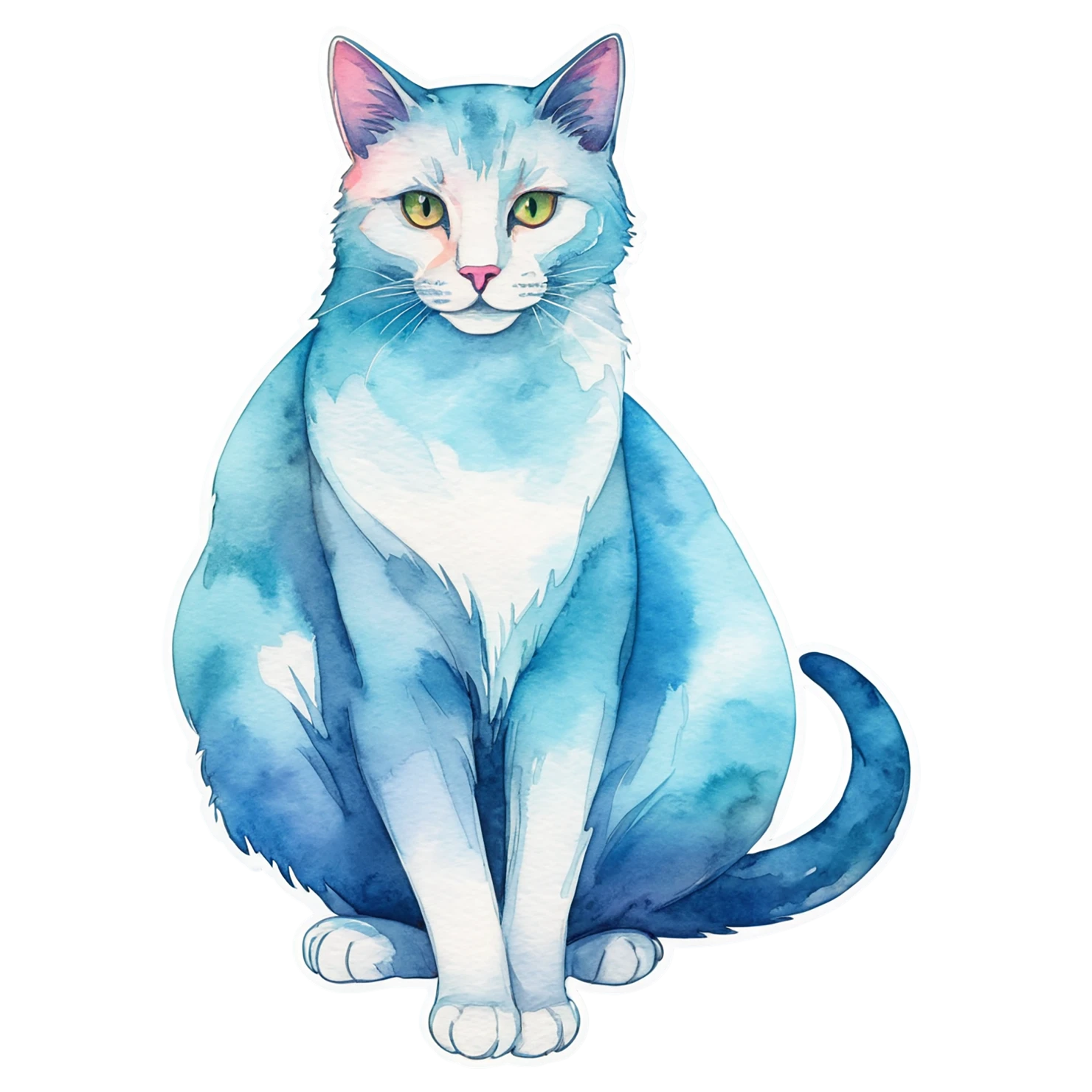 Cat watercolor sticker isolated on transparent background #14894