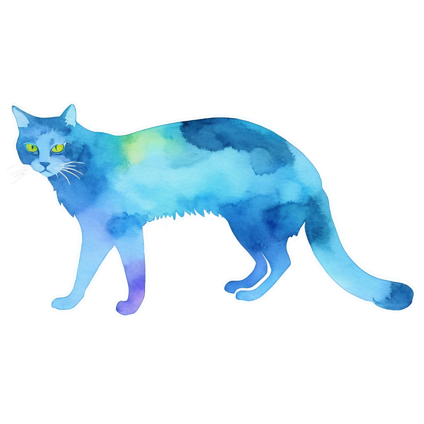 Cat watercolor sticker isolated on transparent background #14895