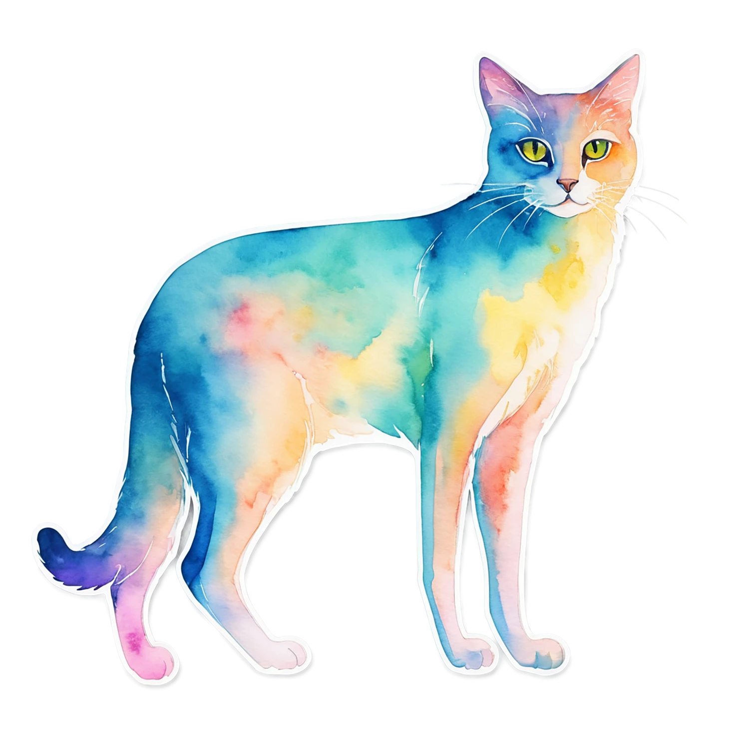 Cat watercolor sticker isolated on transparent background #14898