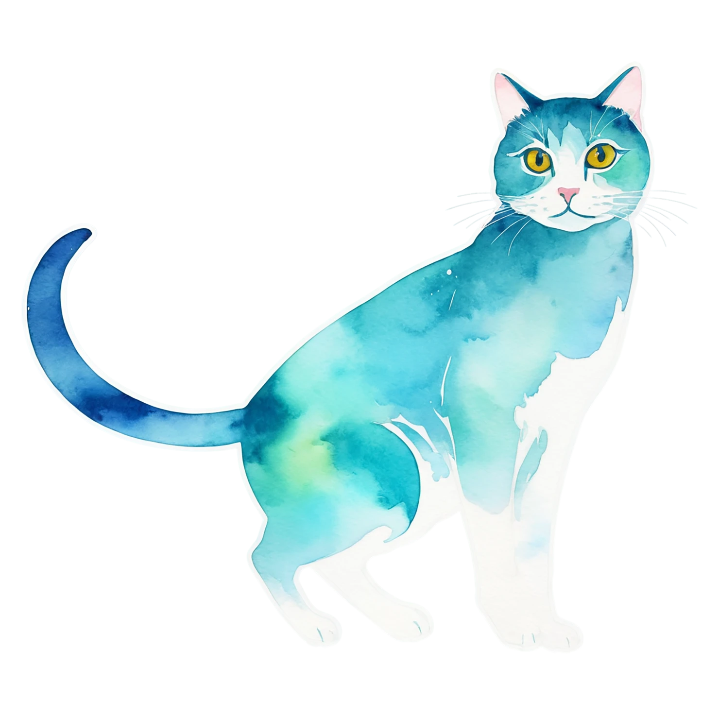 Cat watercolor sticker isolated on transparent background #14904