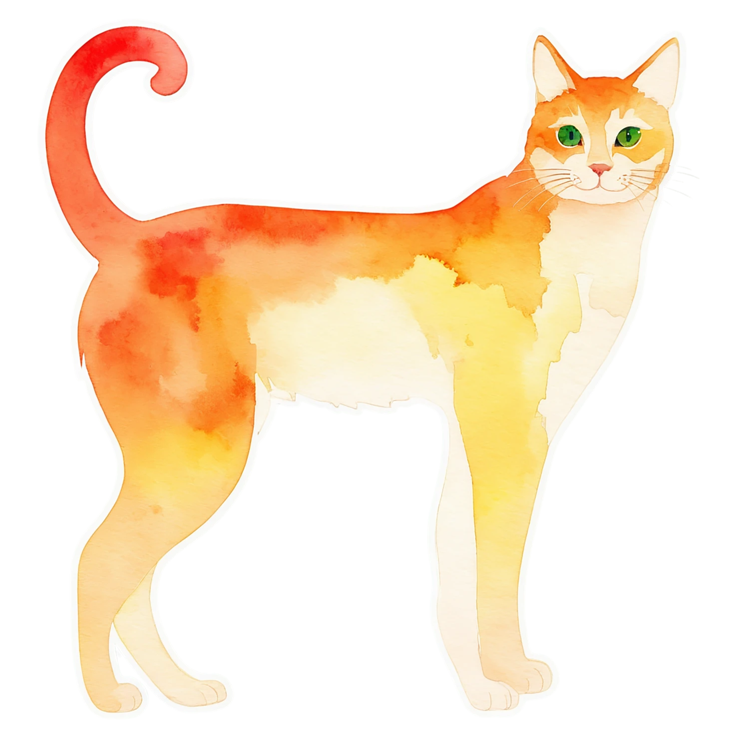 Cat watercolor sticker isolated on transparent background #14905