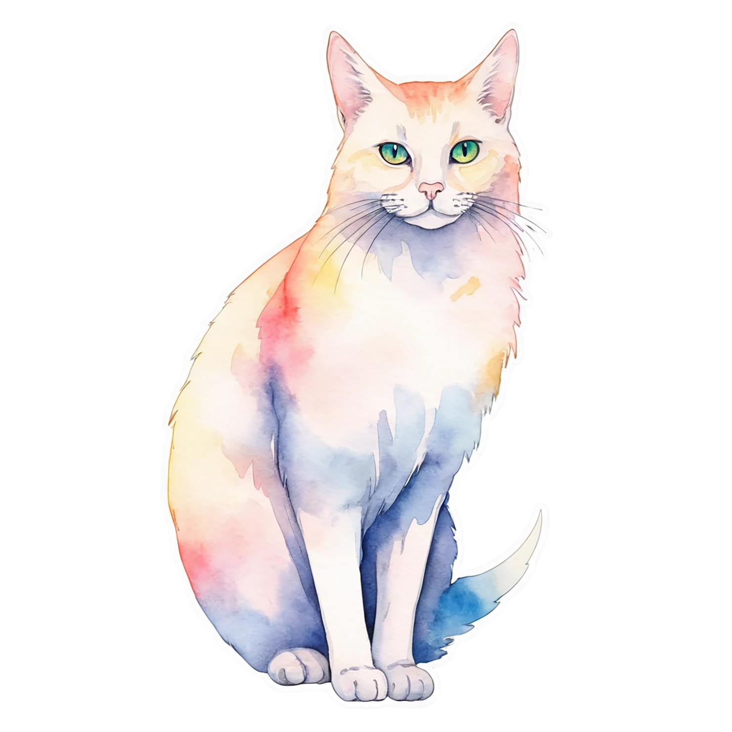 Cat watercolor sticker isolated on transparent background #14906