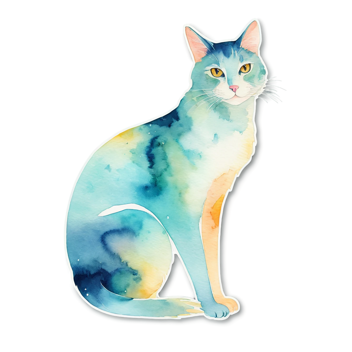Cat watercolor sticker isolated on transparent background #14907