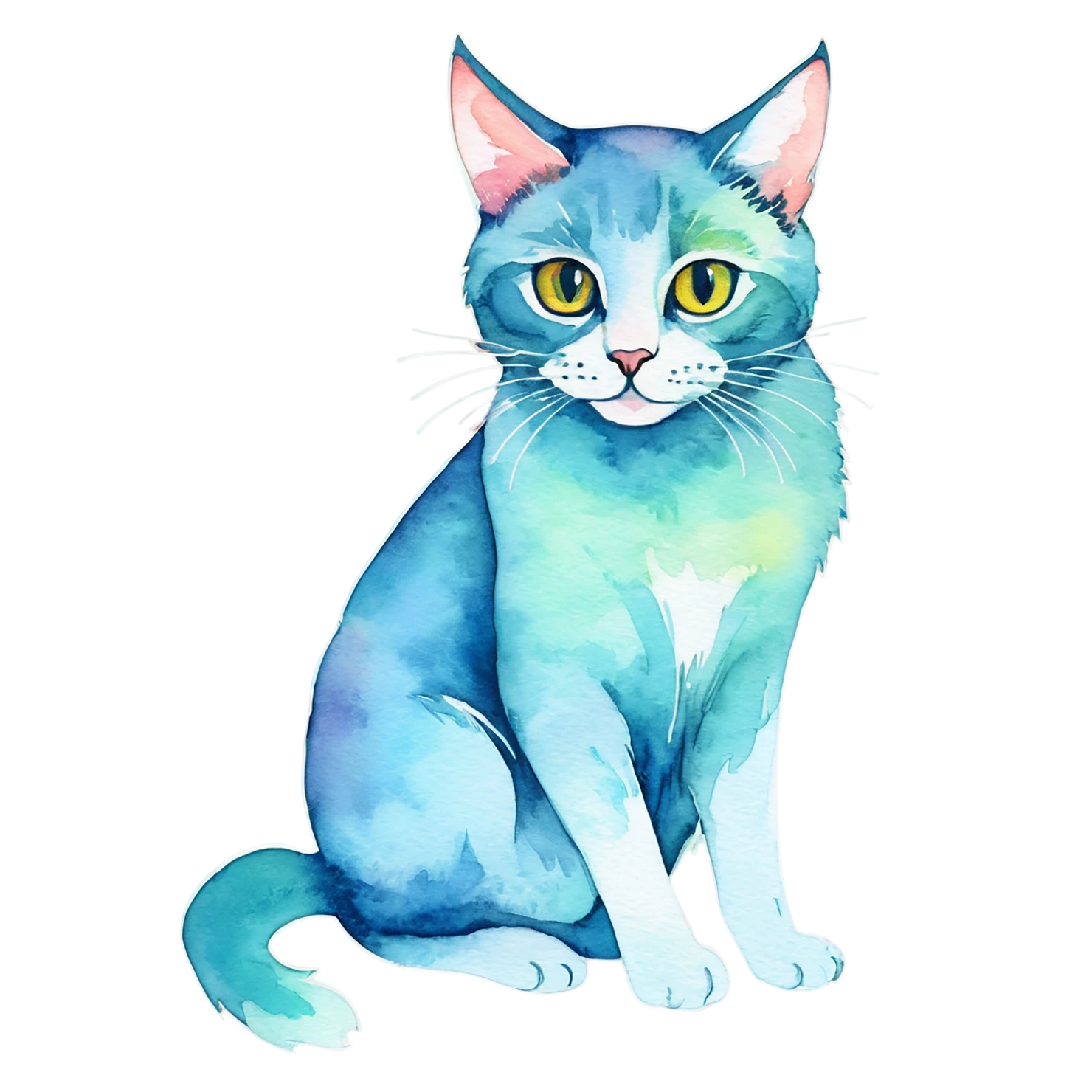 Cat watercolor sticker isolated on transparent background #14908