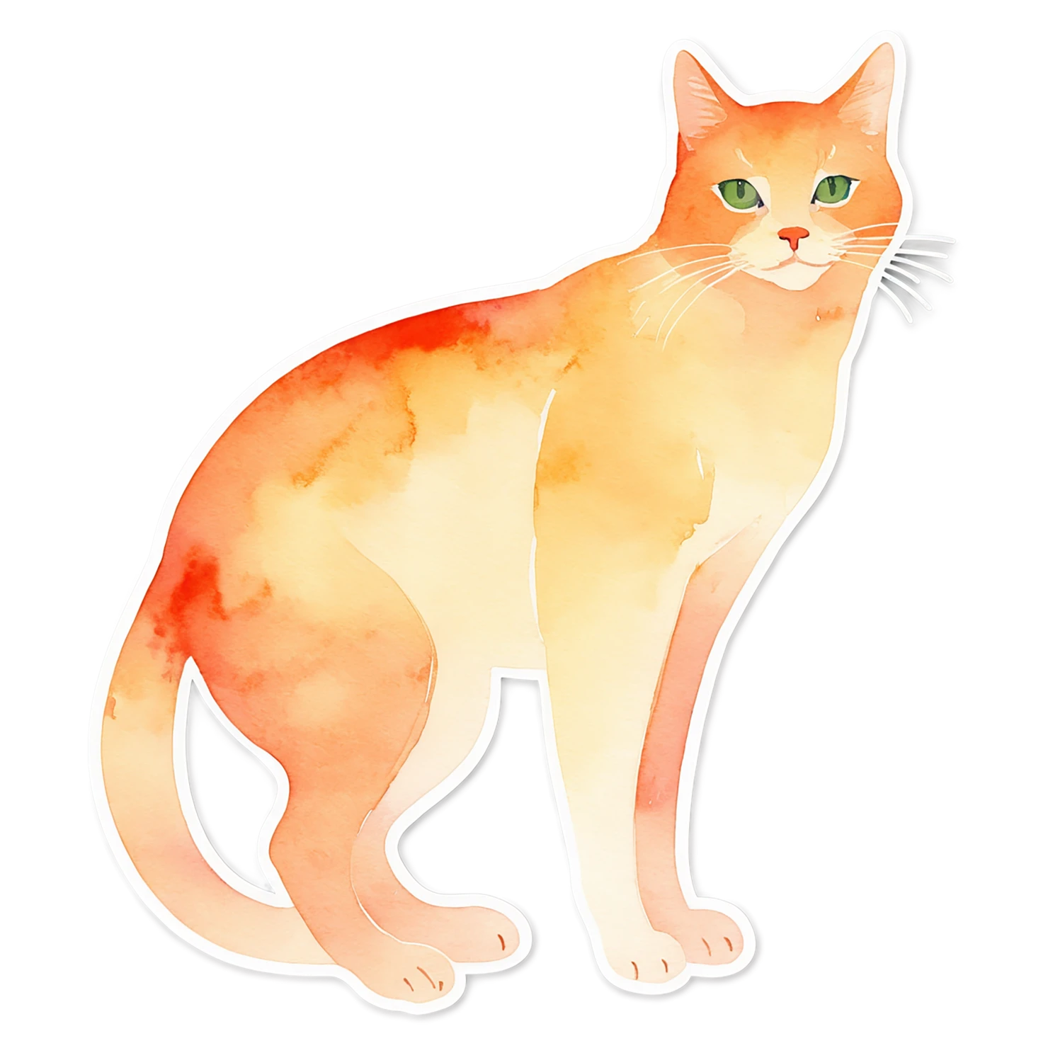 Cat watercolor sticker isolated on transparent background #14910