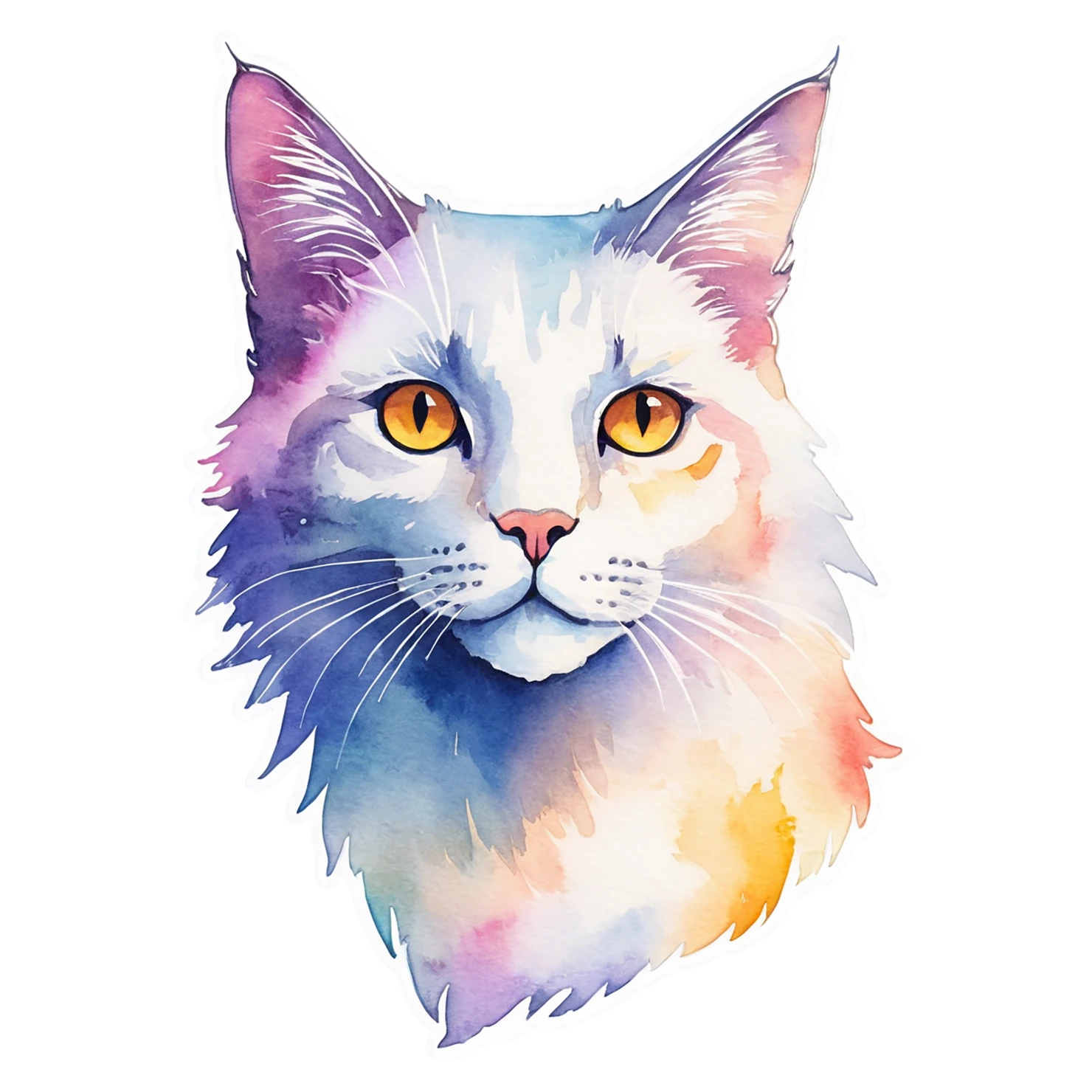 Cat watercolor sticker isolated on transparent background #14911