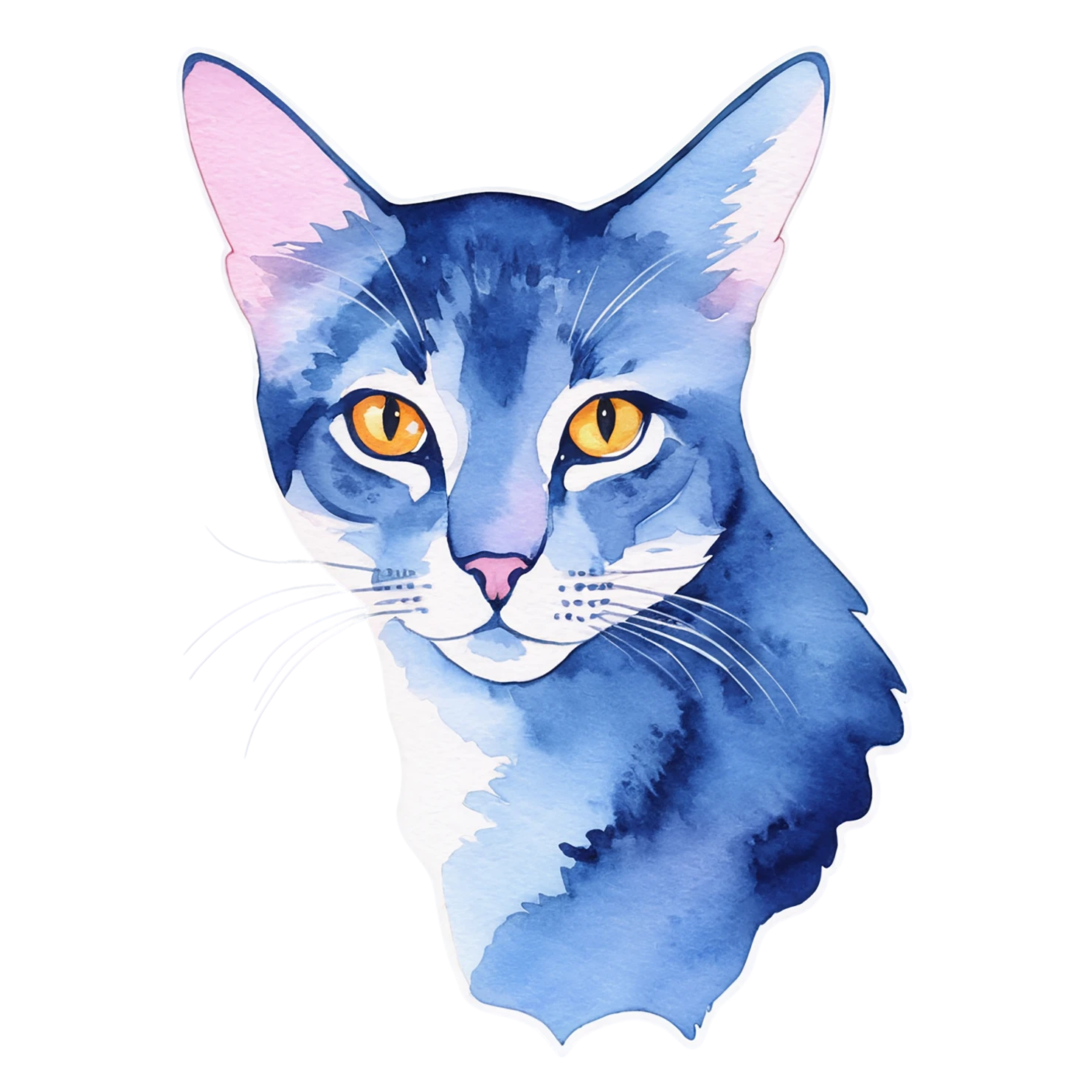 Cat watercolor sticker isolated on transparent background #14914
