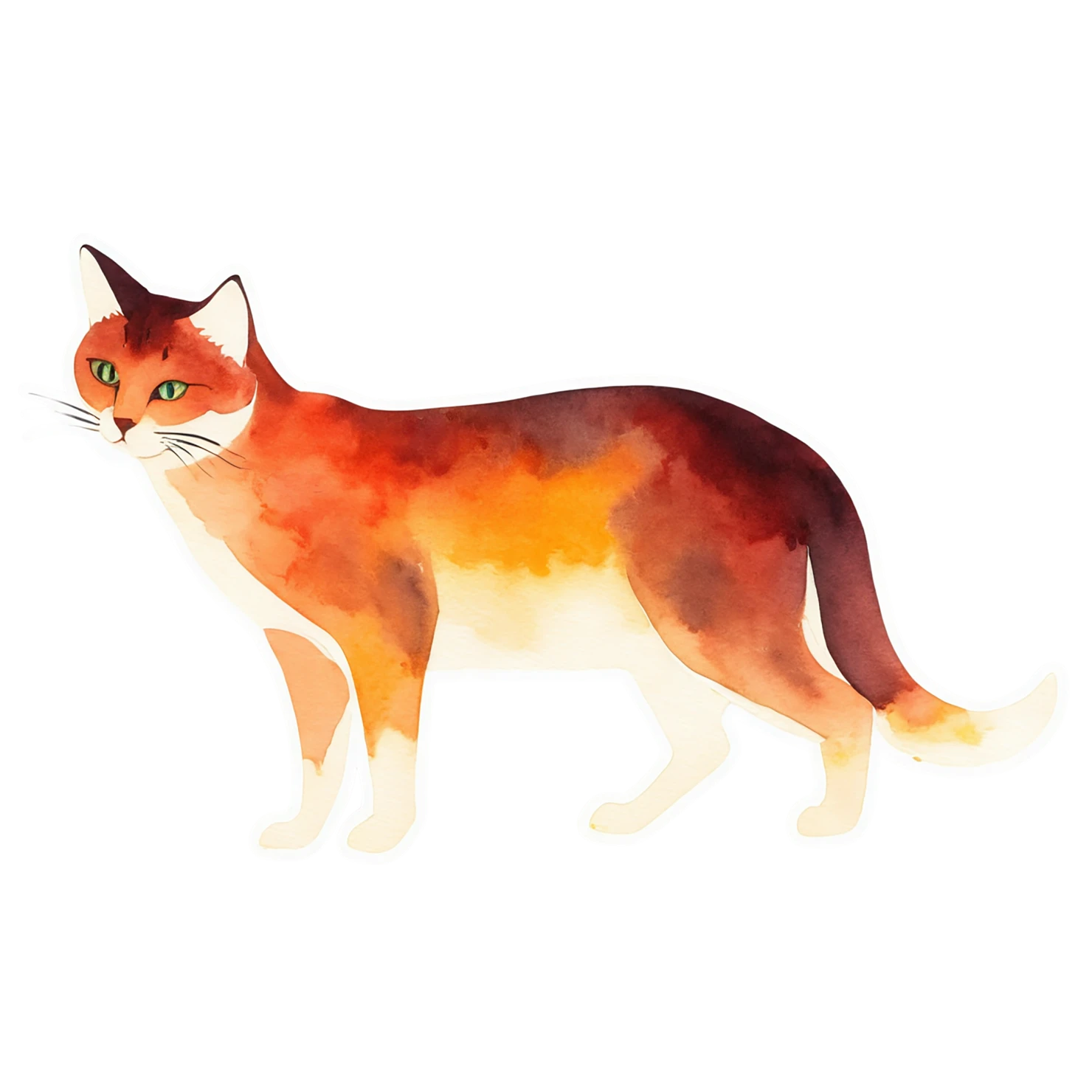 Cat watercolor sticker isolated on transparent background #14922