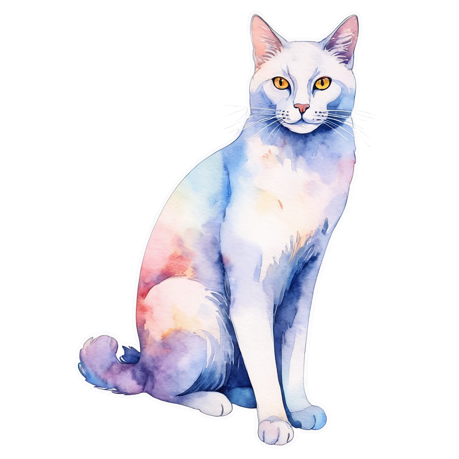 Cat watercolor sticker isolated on transparent background #14925