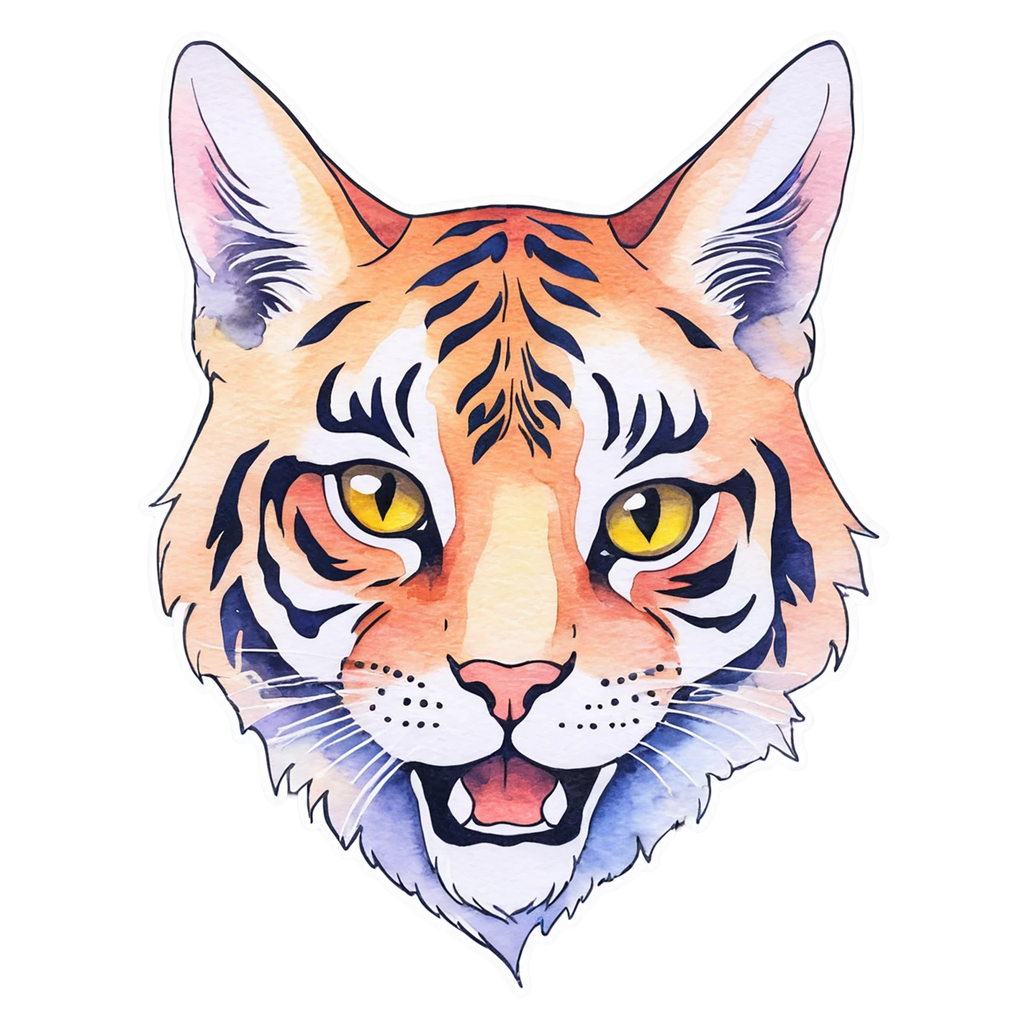 Cat watercolor sticker isolated on transparent background #14927