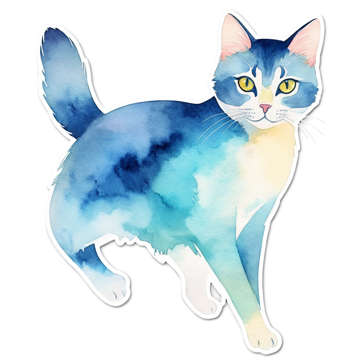 Cat watercolor sticker isolated on transparent background #14929