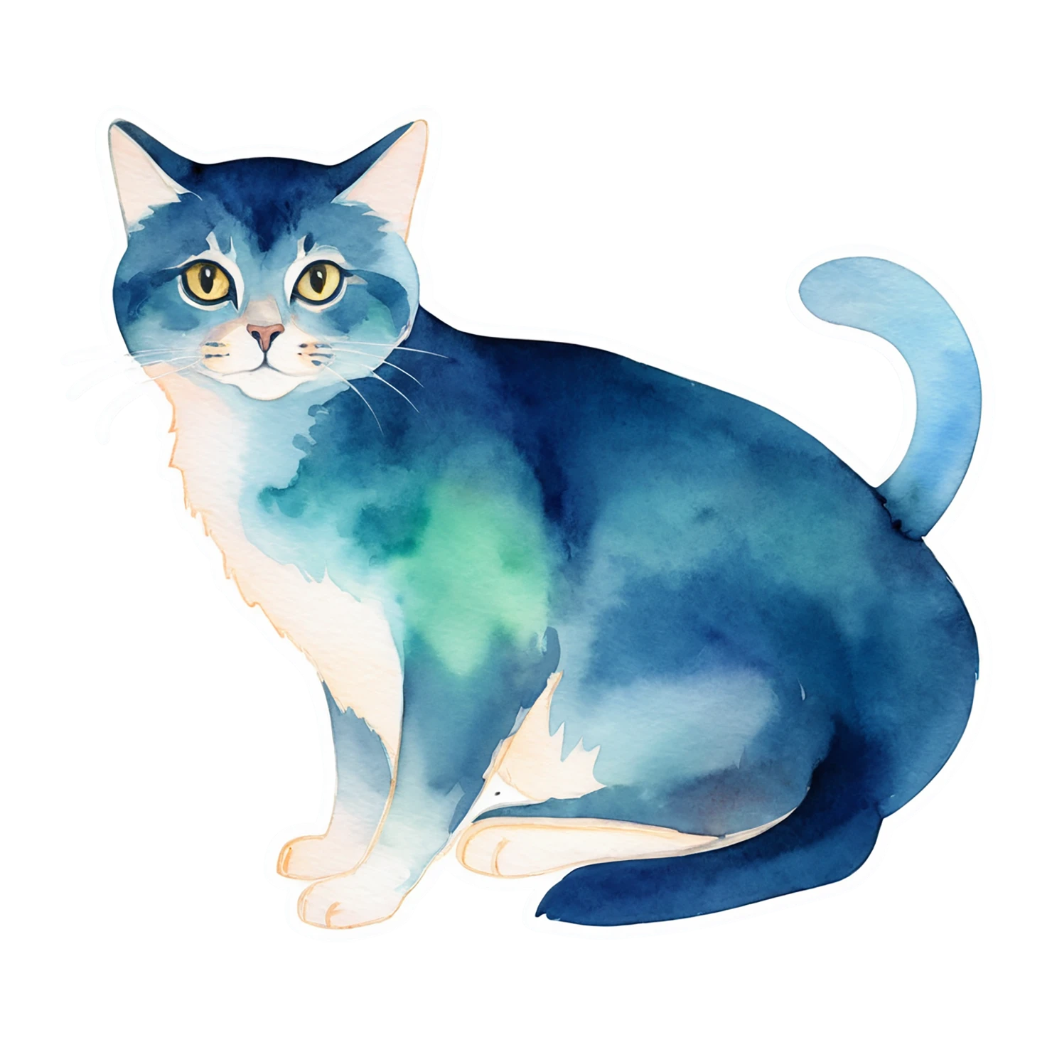 Cat watercolor sticker isolated on transparent background #14931