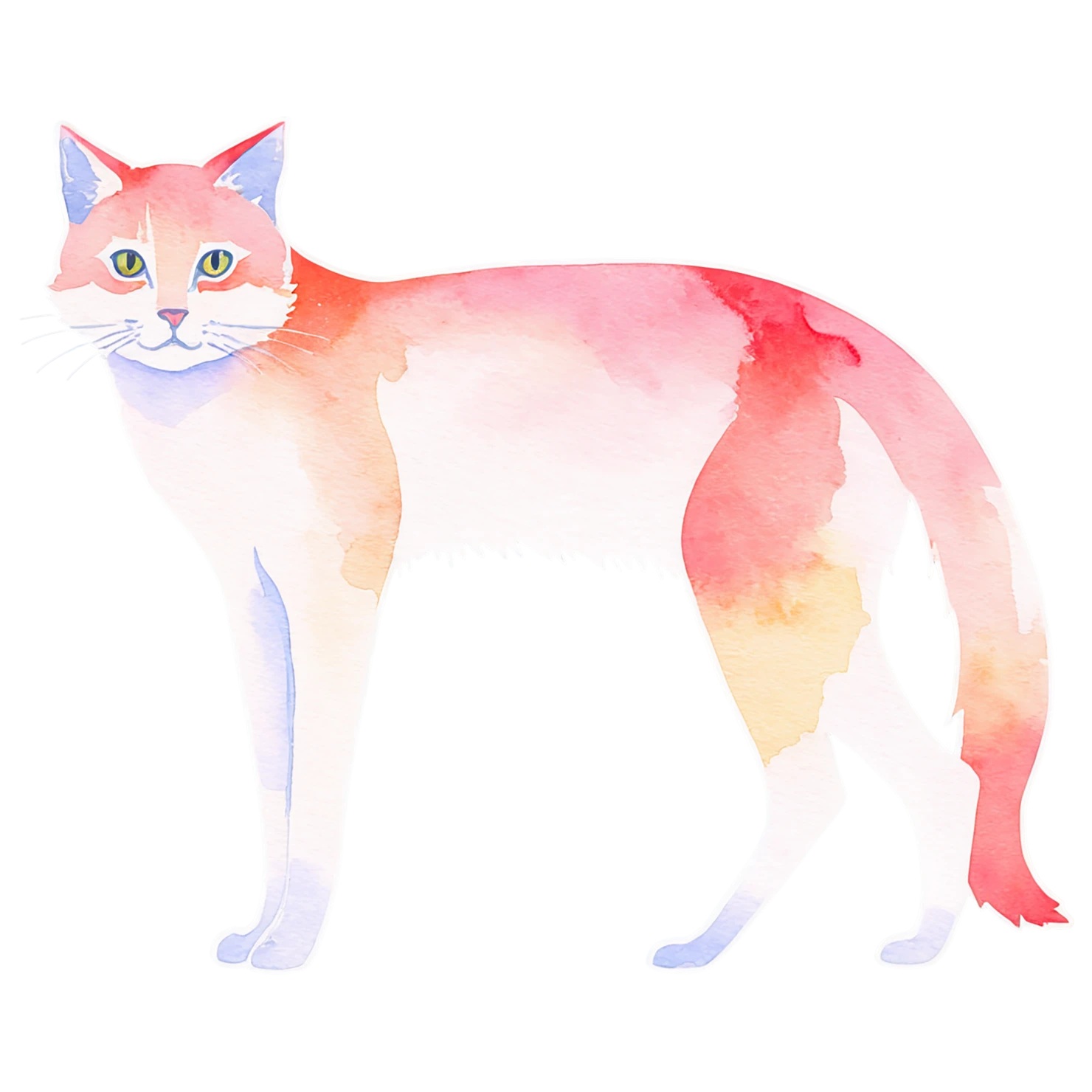 Cat watercolor sticker isolated on transparent background #14932