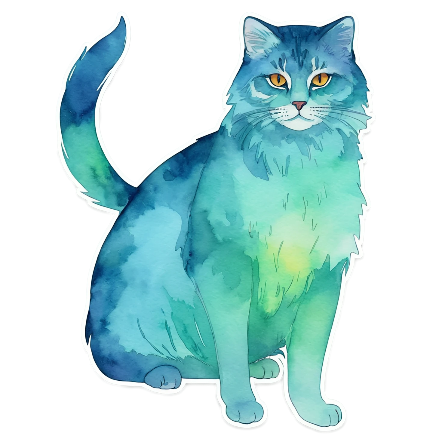 Cat watercolor sticker isolated on transparent background #14933