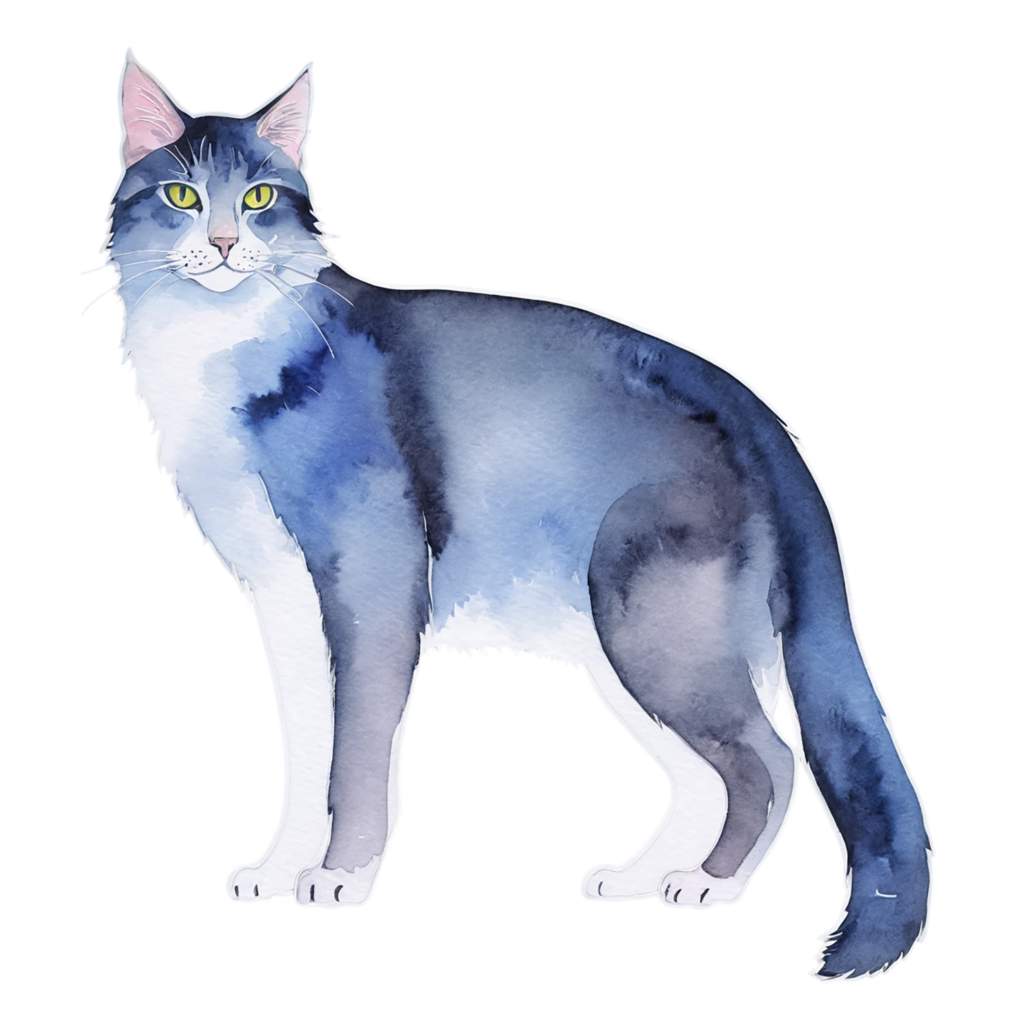 Cat watercolor sticker isolated on transparent background #14935