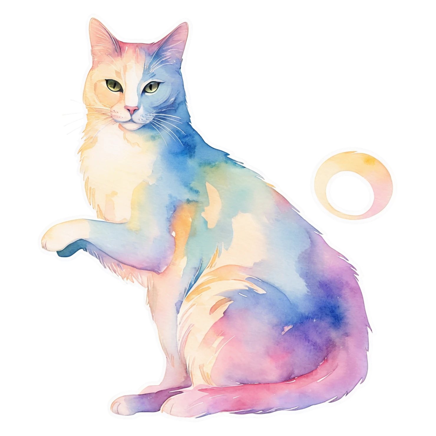Cat watercolor sticker isolated on transparent background #14936