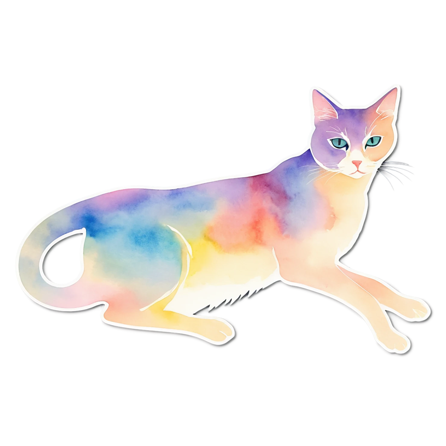 Cat watercolor sticker isolated on transparent background #14937