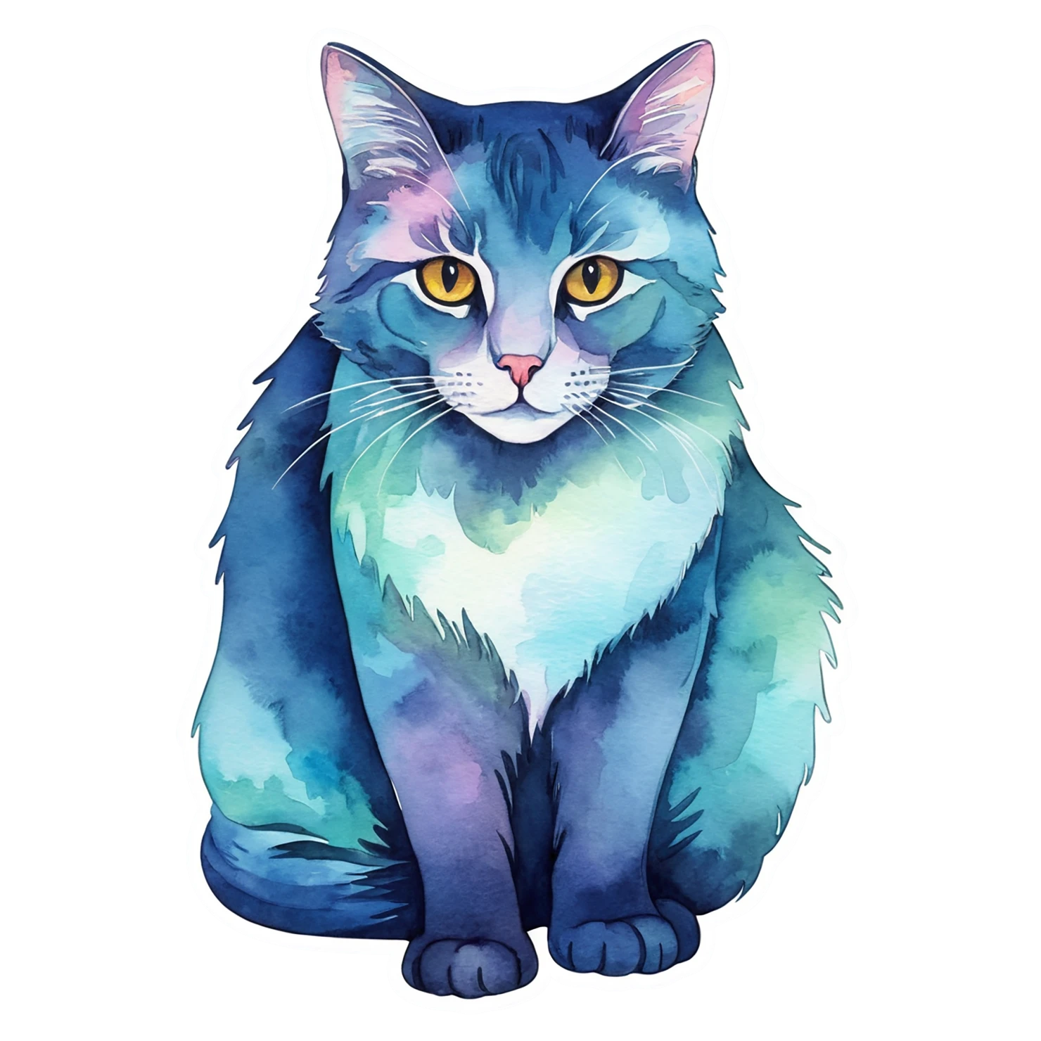 Cat watercolor sticker isolated on transparent background #14939