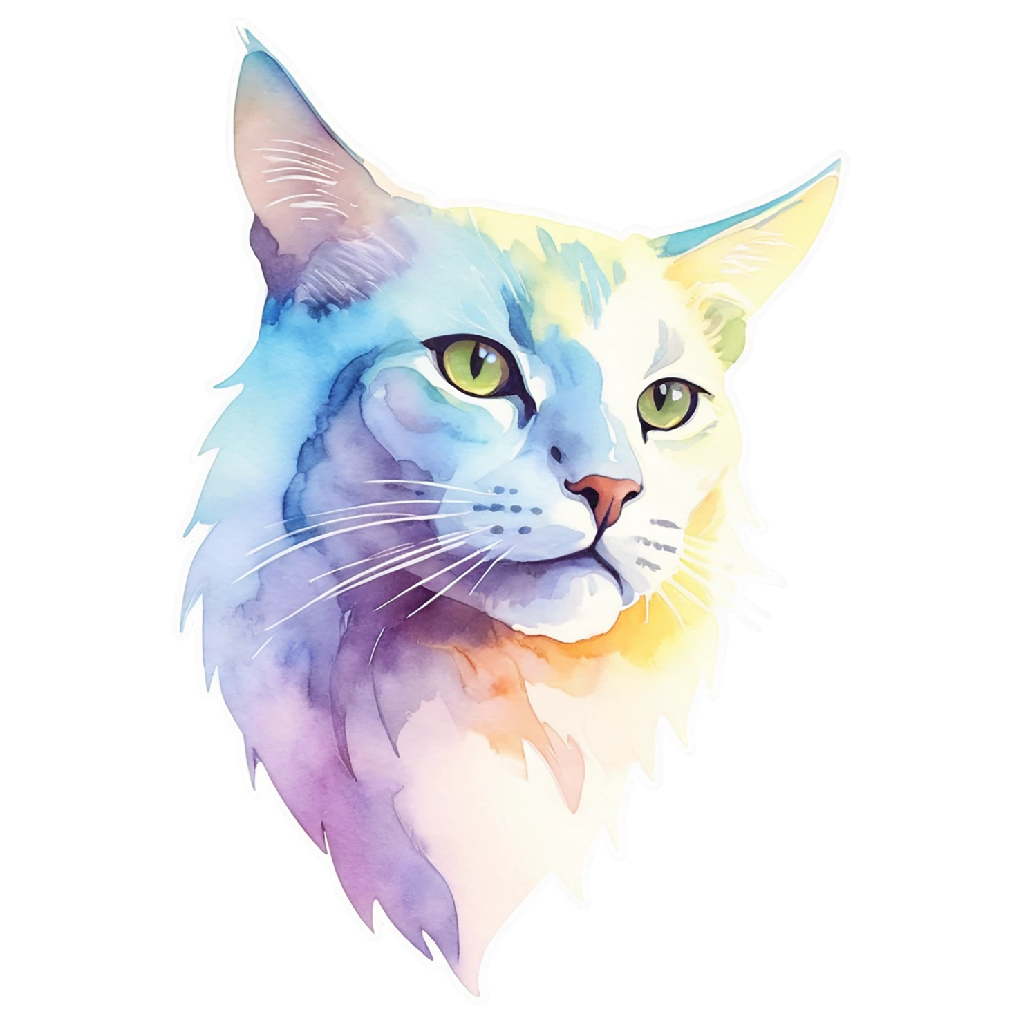 Cat watercolor sticker isolated on transparent background #14940