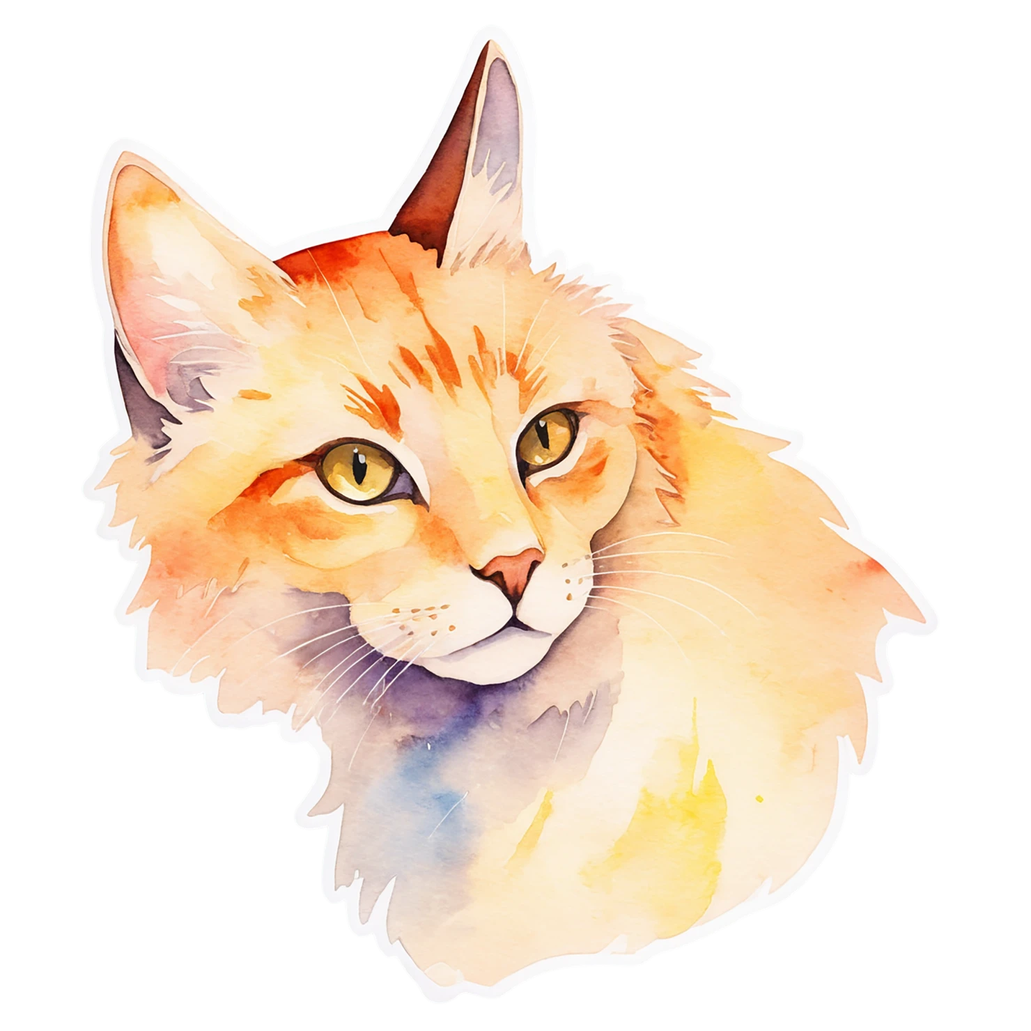Cat watercolor sticker isolated on transparent background #14941