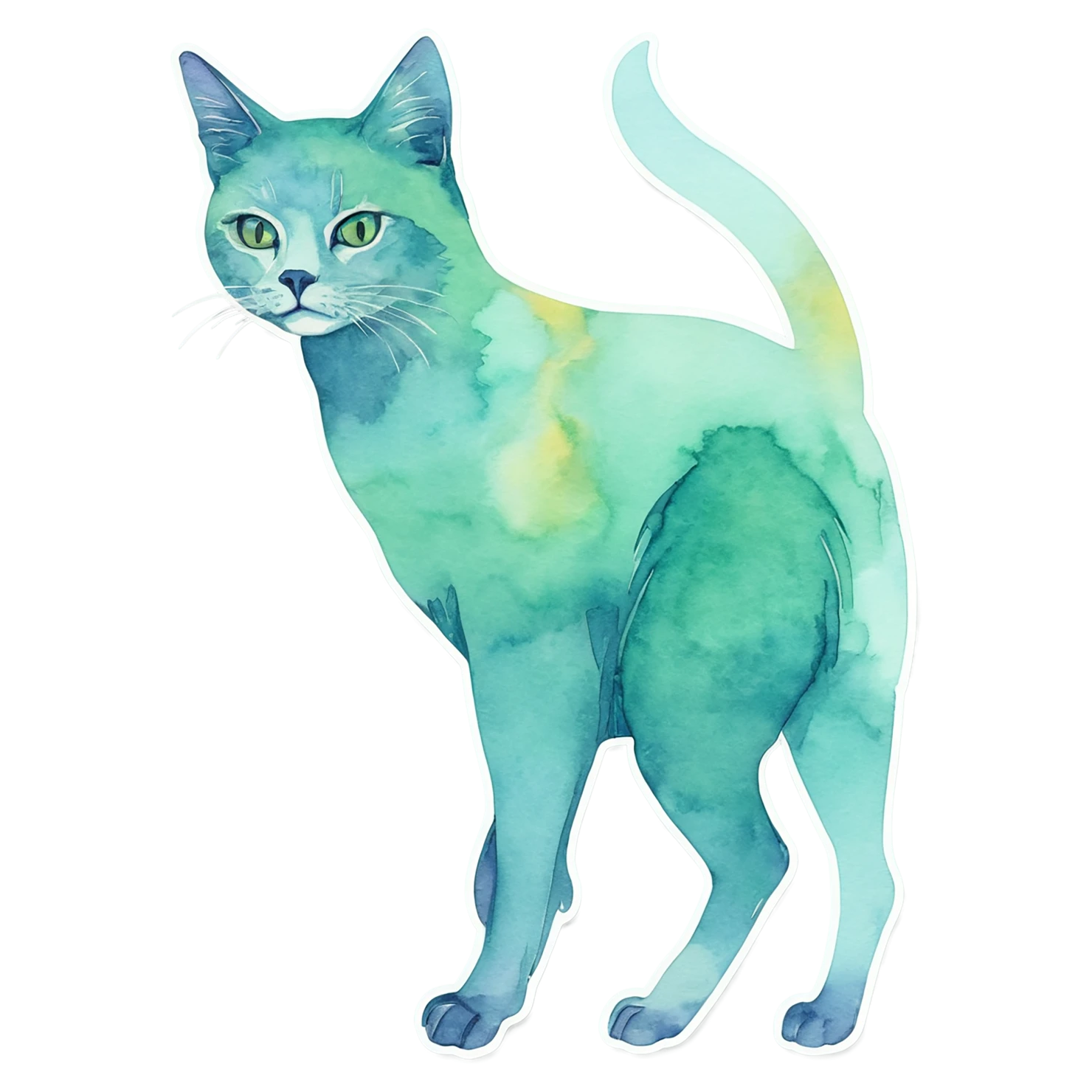 Cat watercolor sticker isolated on transparent background #14943