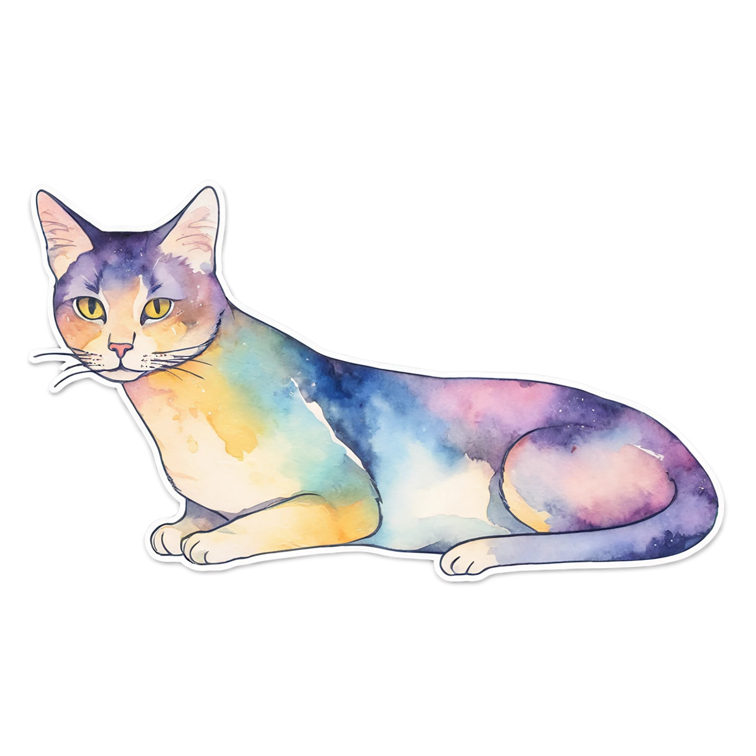 Cat watercolor sticker isolated on transparent background #14946