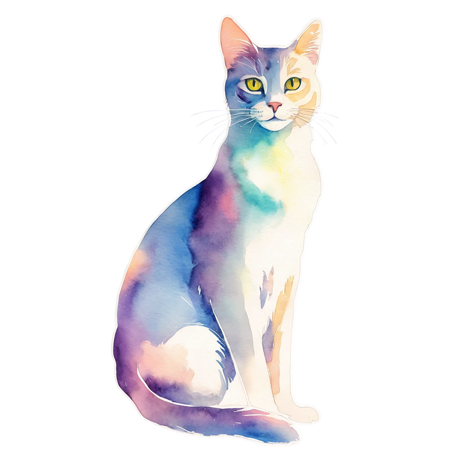 Cat watercolor sticker isolated on transparent background #14947