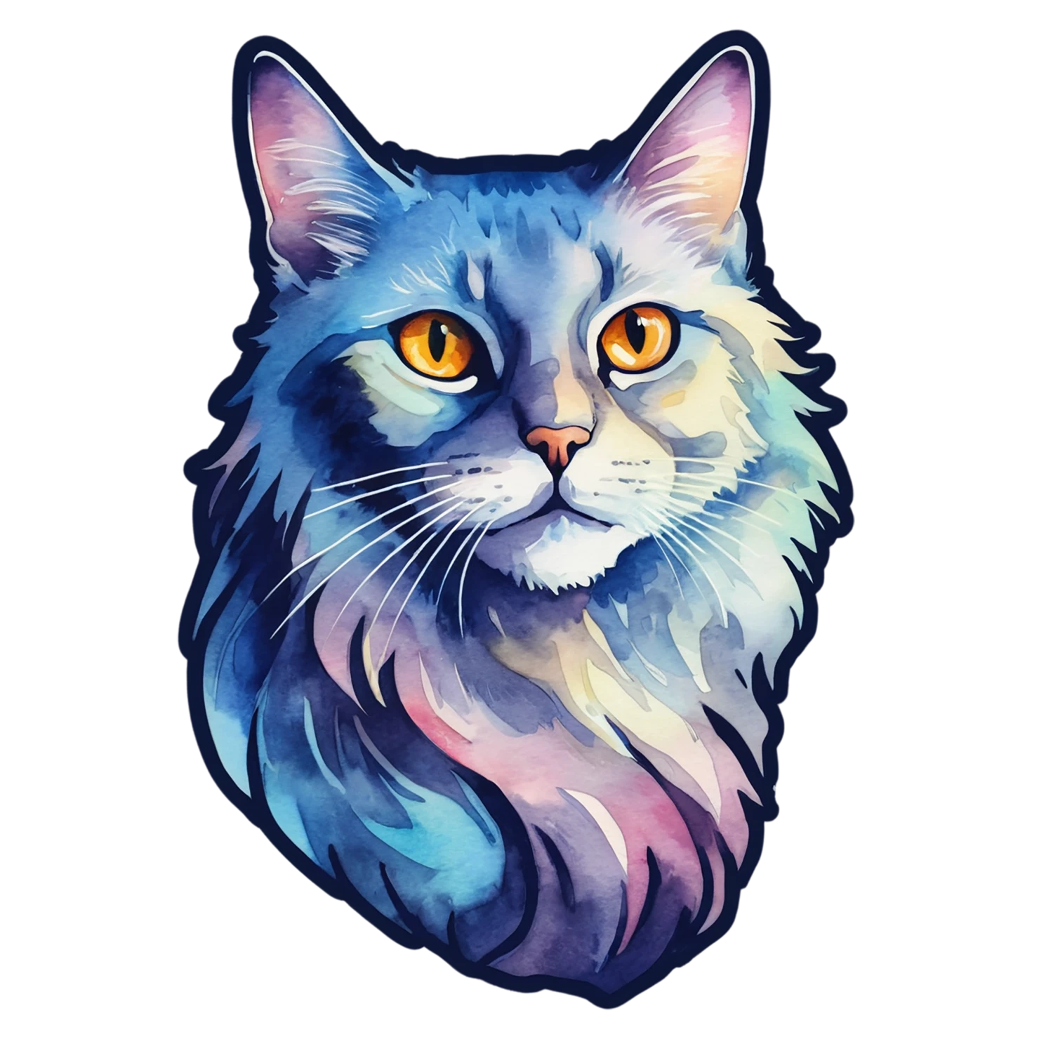 Cat watercolor sticker isolated on transparent background #14948