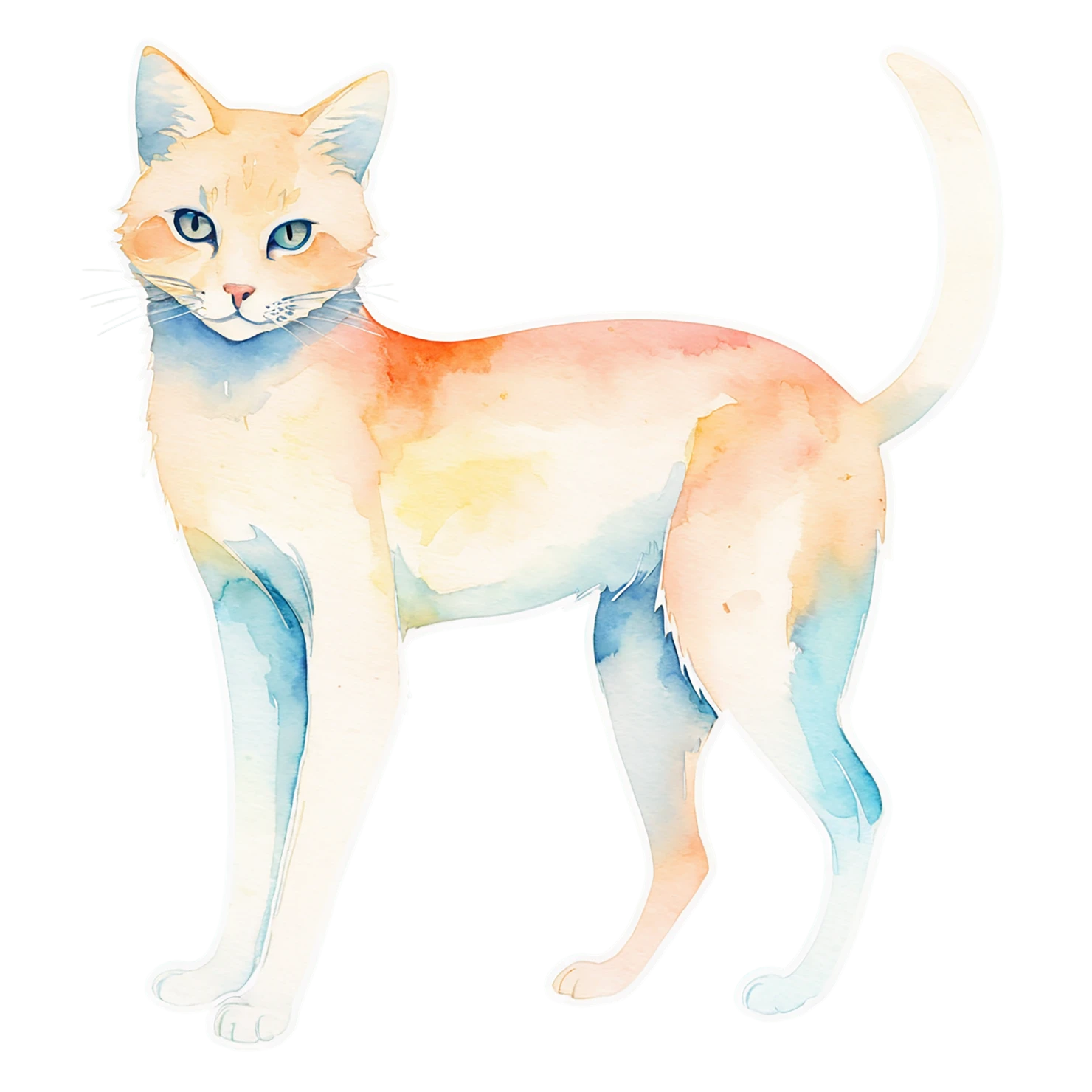 Cat watercolor sticker isolated on transparent background #14949