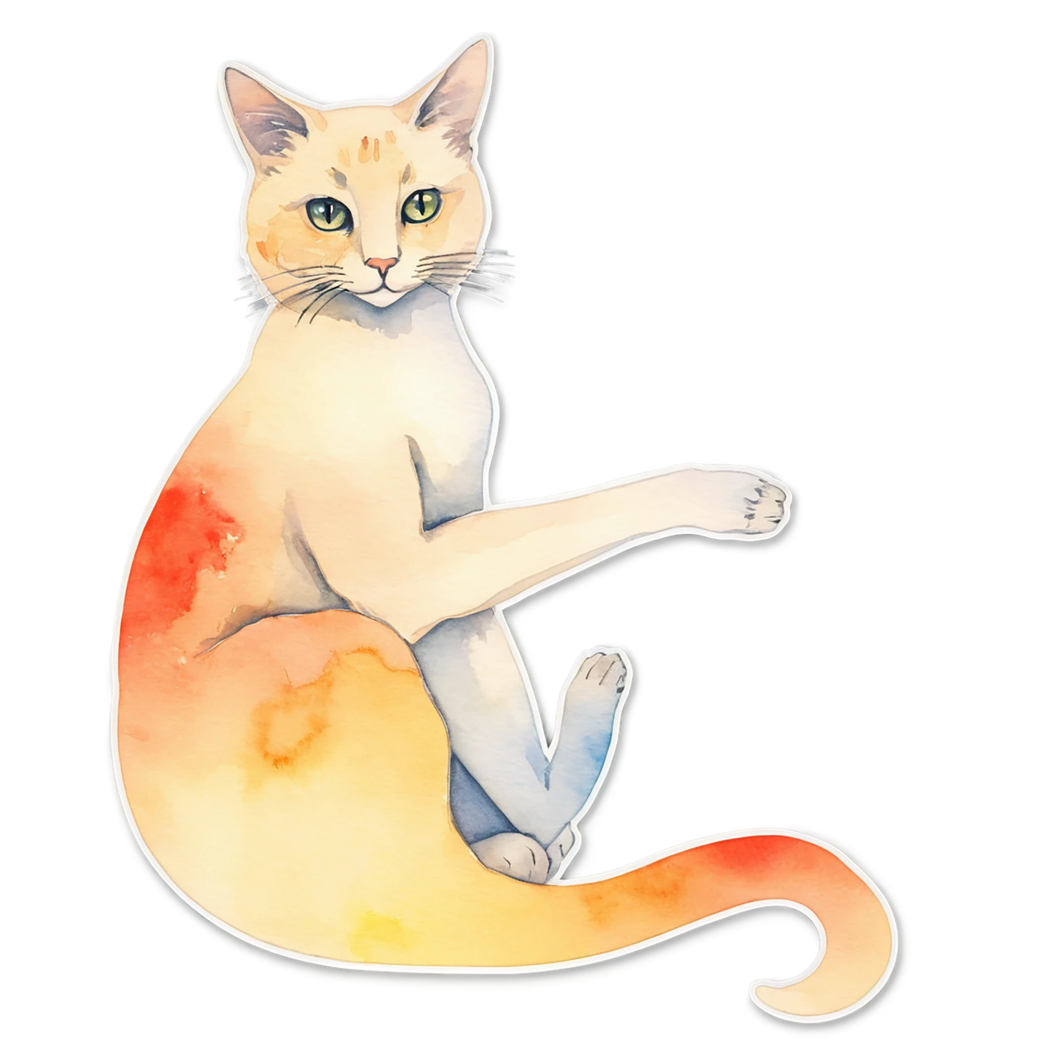 Cat watercolor sticker isolated on transparent background #14950
