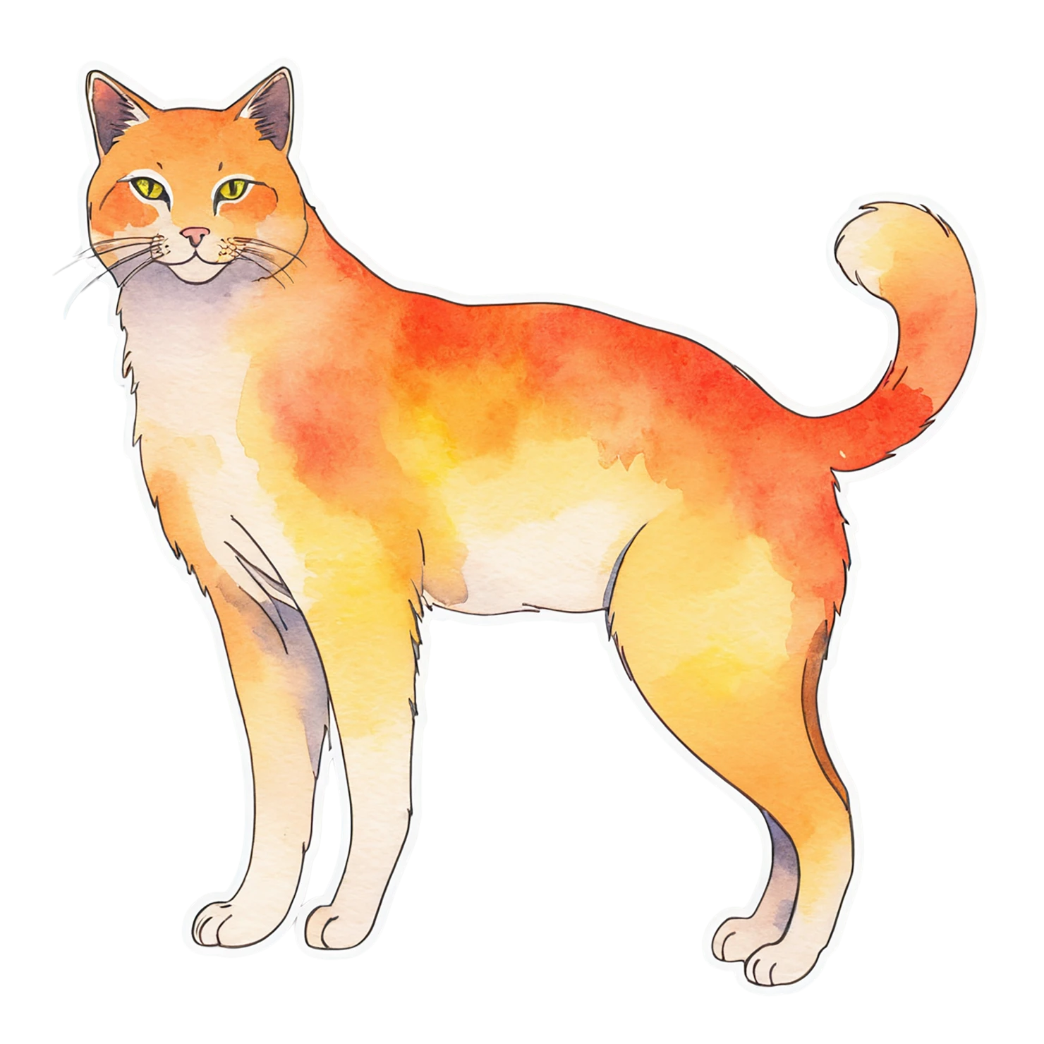 Cat watercolor sticker isolated on transparent background #14951