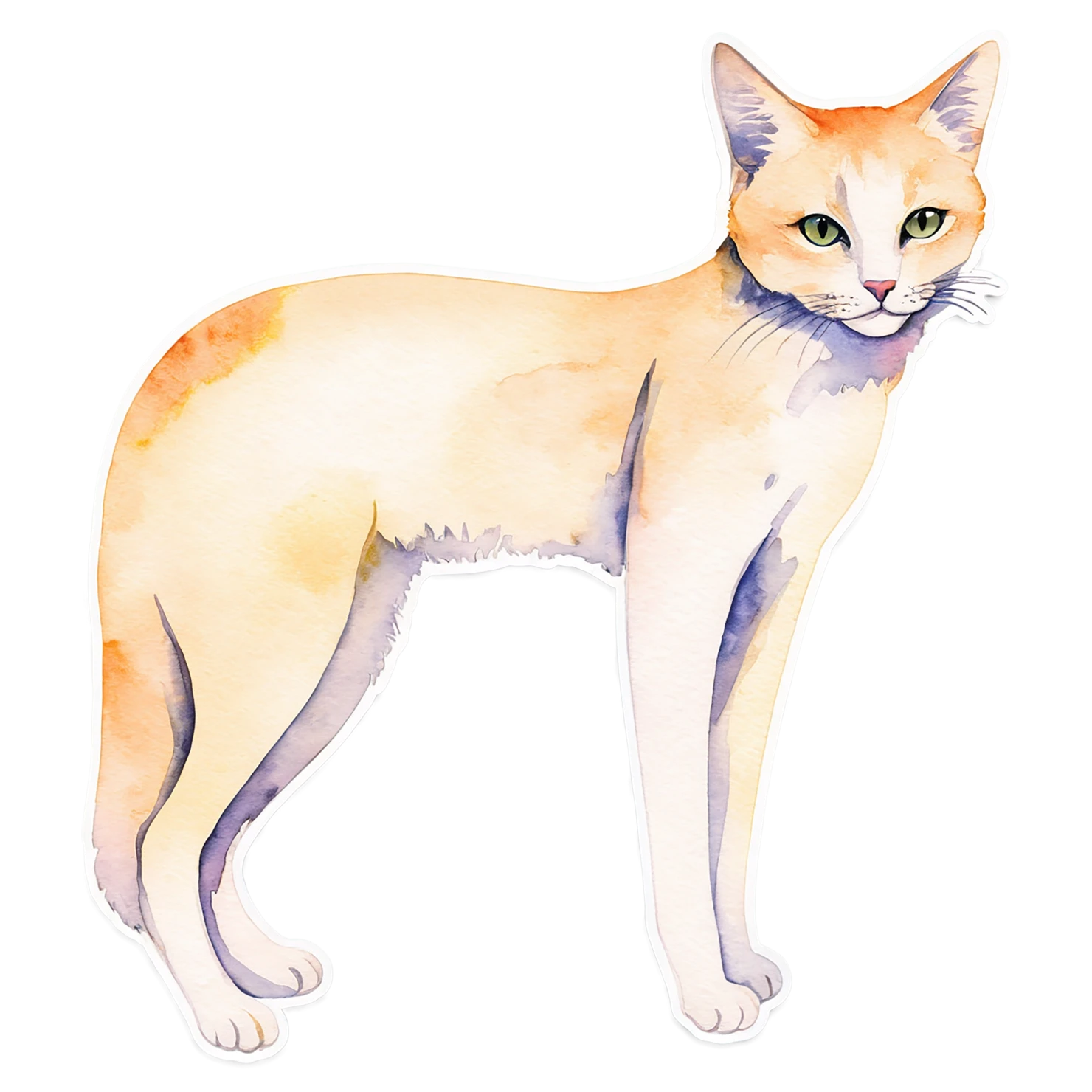 Cat watercolor sticker isolated on transparent background #14953