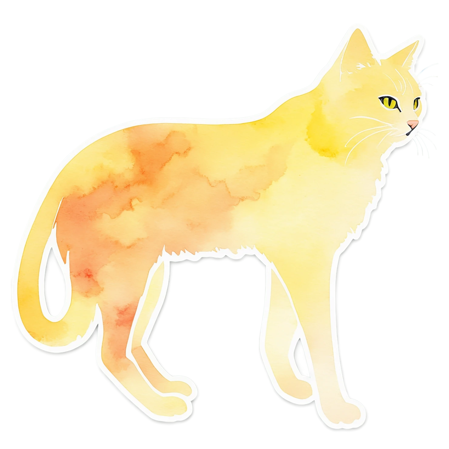 Cat watercolor sticker isolated on transparent background #14954