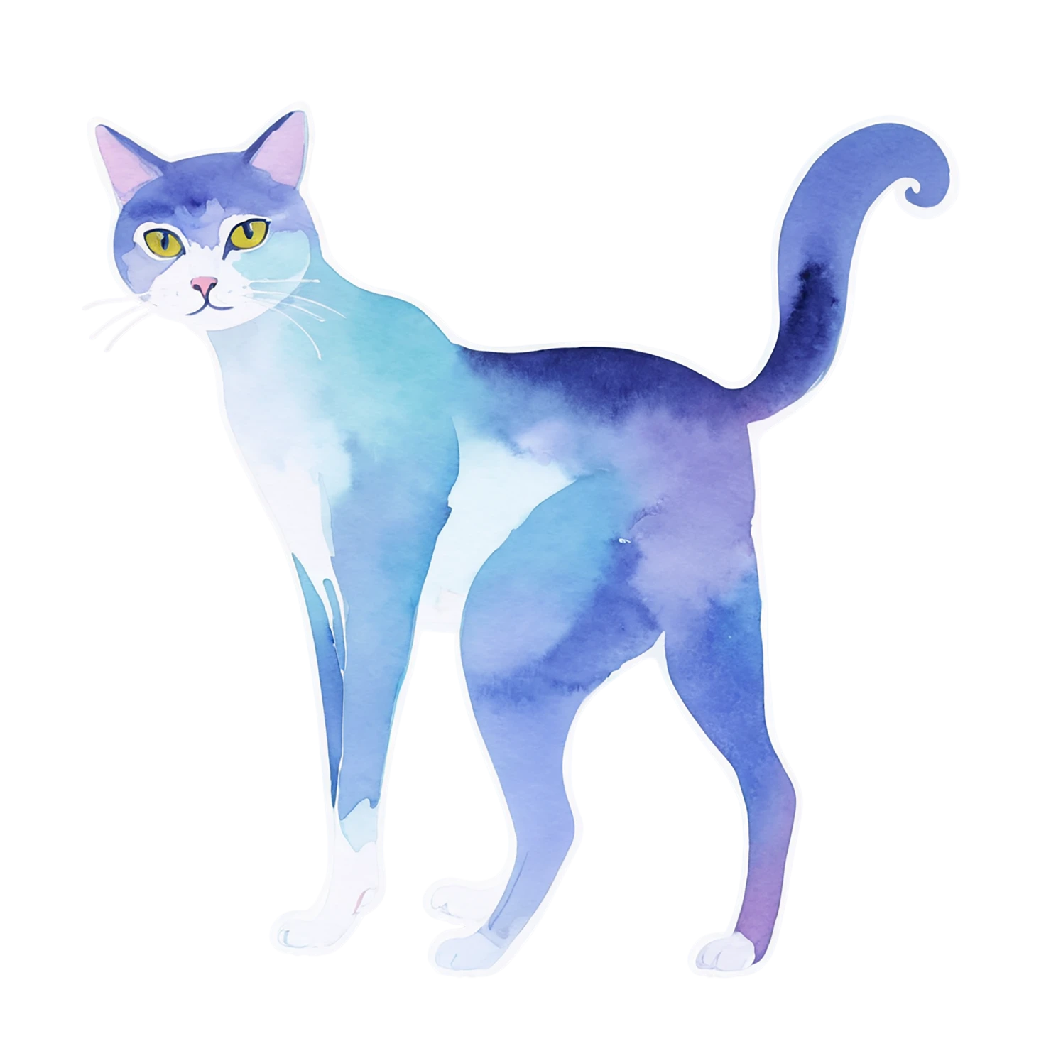 Cat watercolor sticker isolated on transparent background #14956