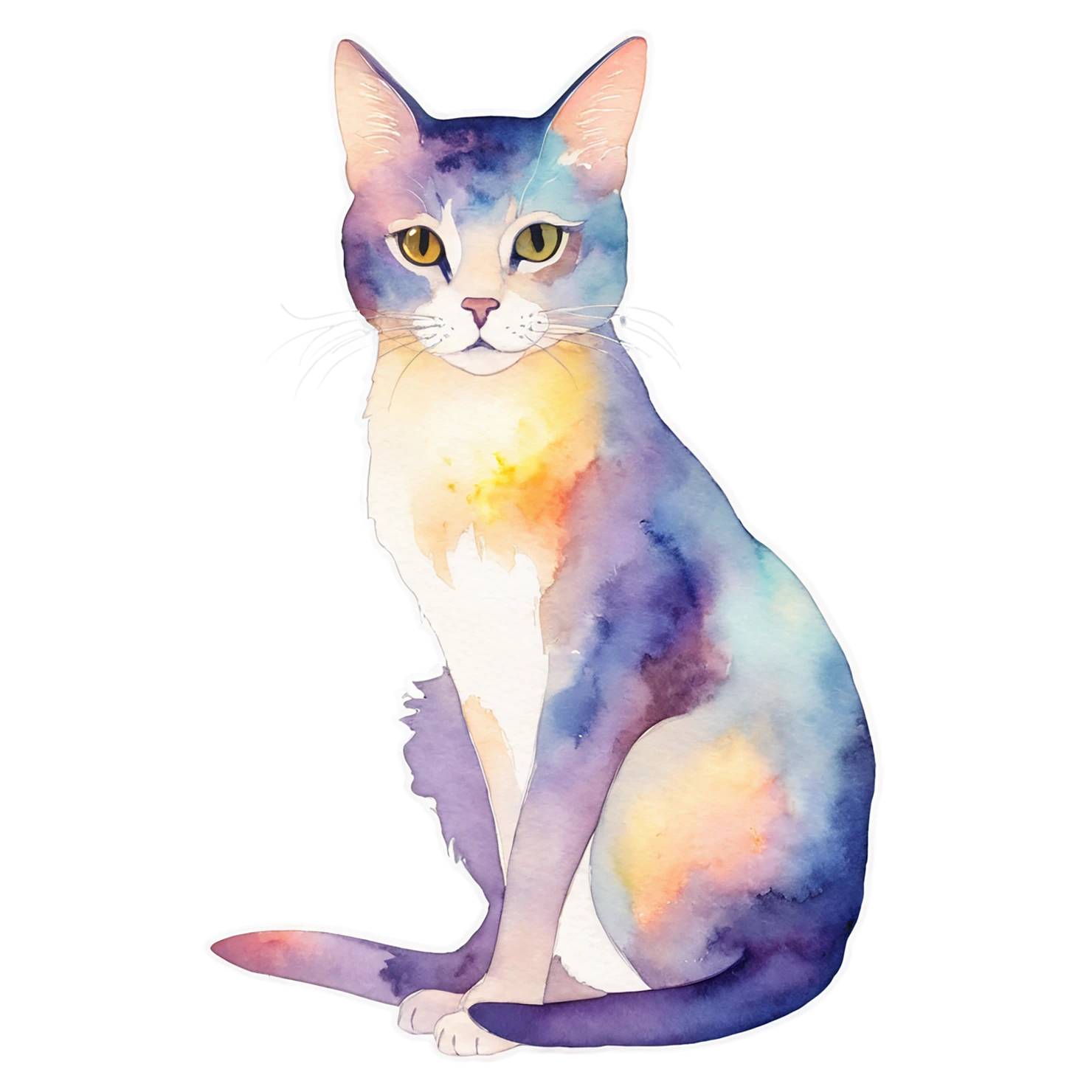 Cat watercolor sticker isolated on transparent background #14957