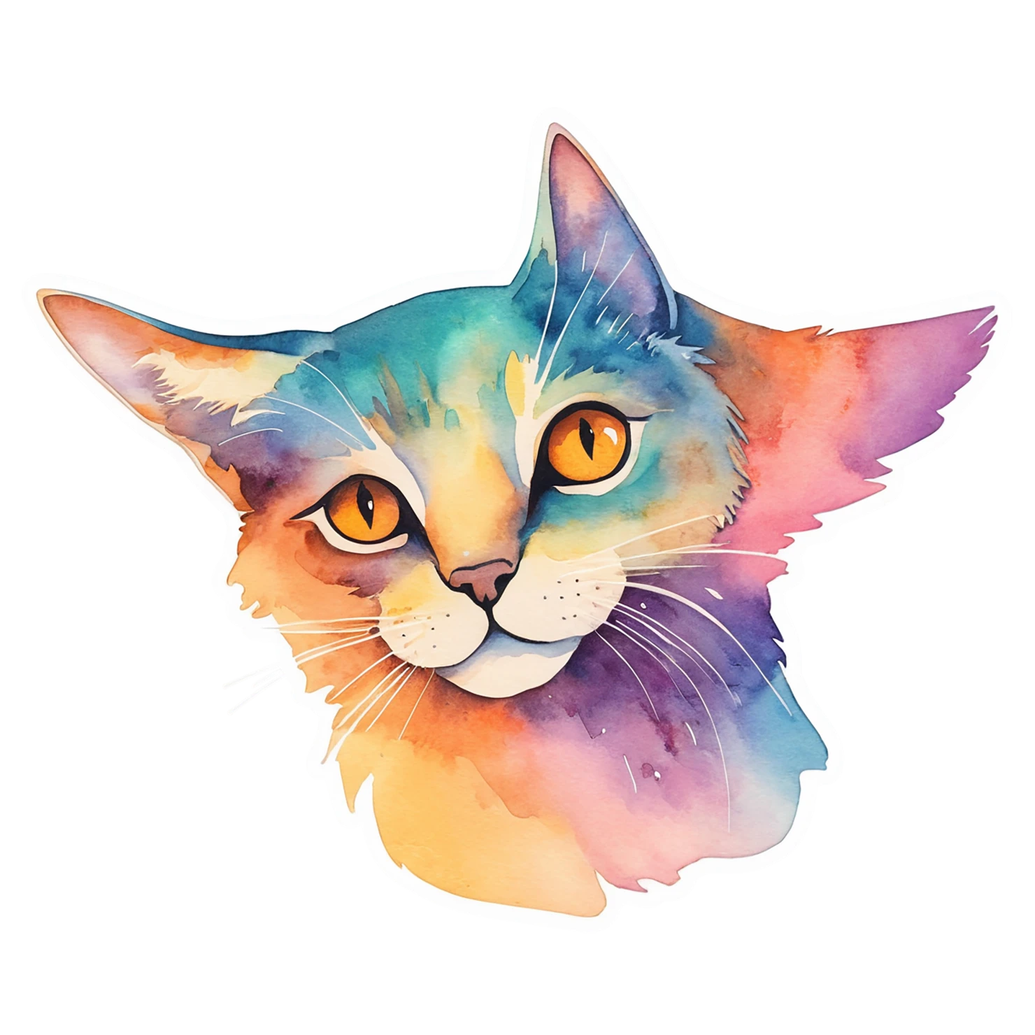 Cat watercolor sticker isolated on transparent background #14960