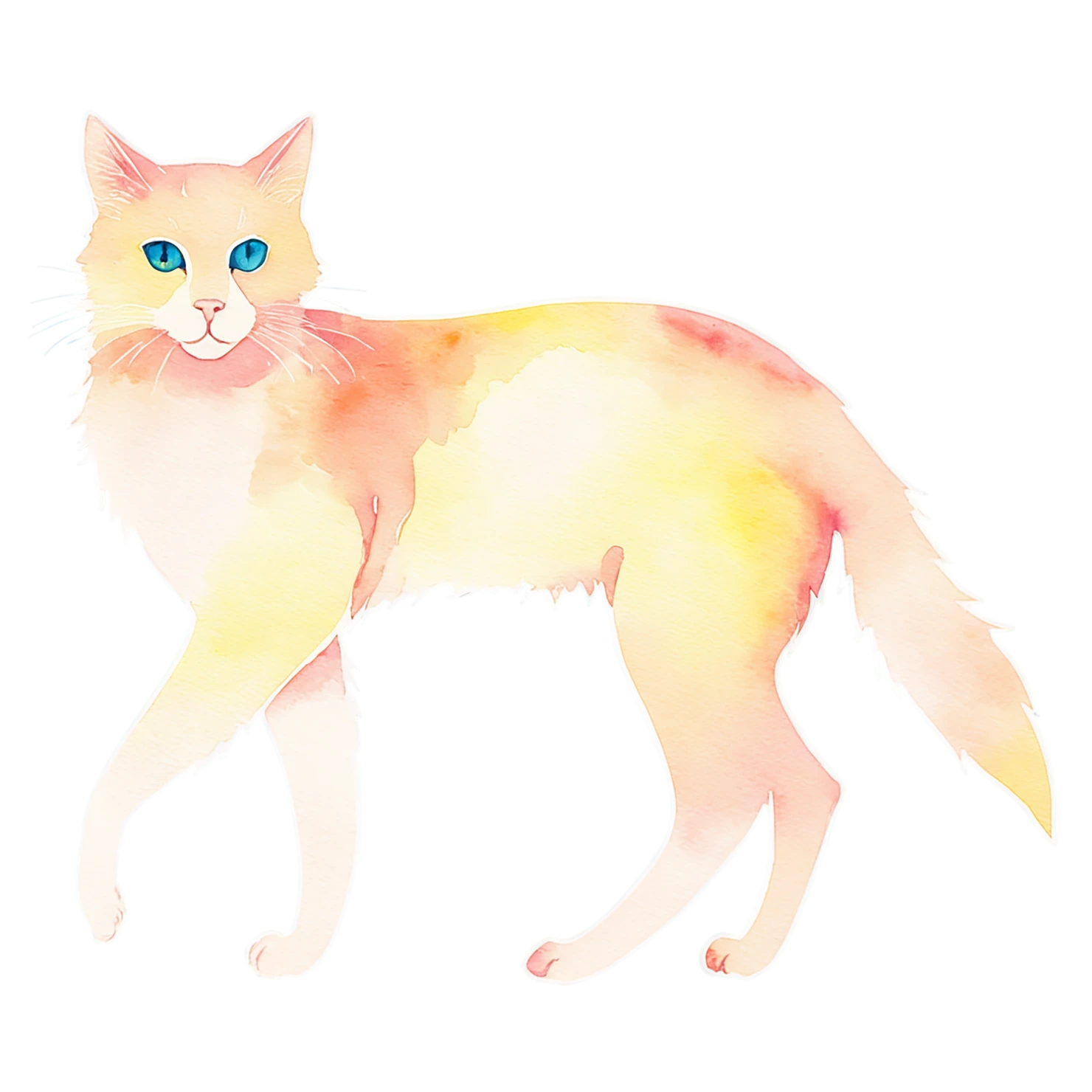 Cat watercolor sticker isolated on transparent background #14961