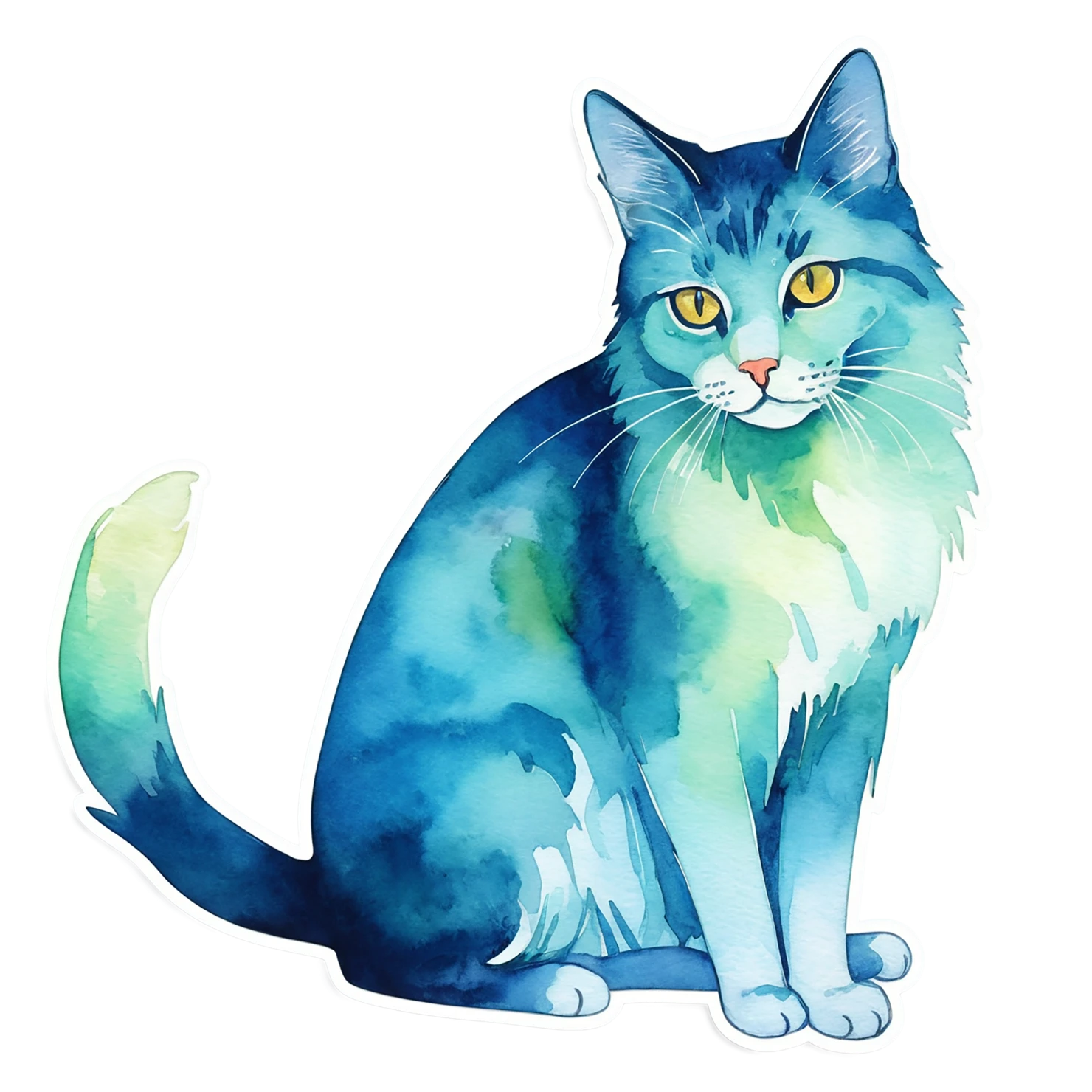 Cat watercolor sticker isolated on transparent background #14965