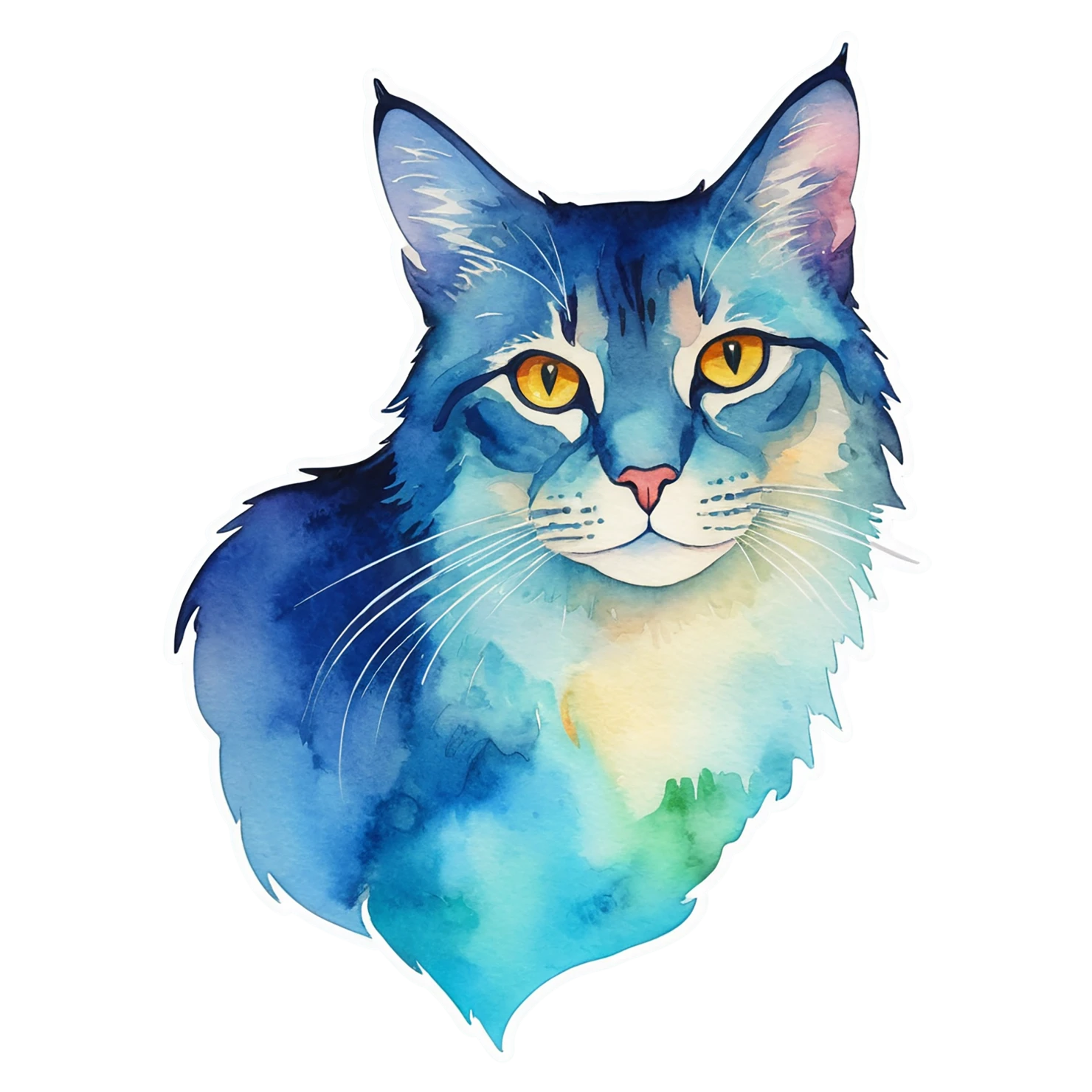 Cat watercolor sticker isolated on transparent background #14966