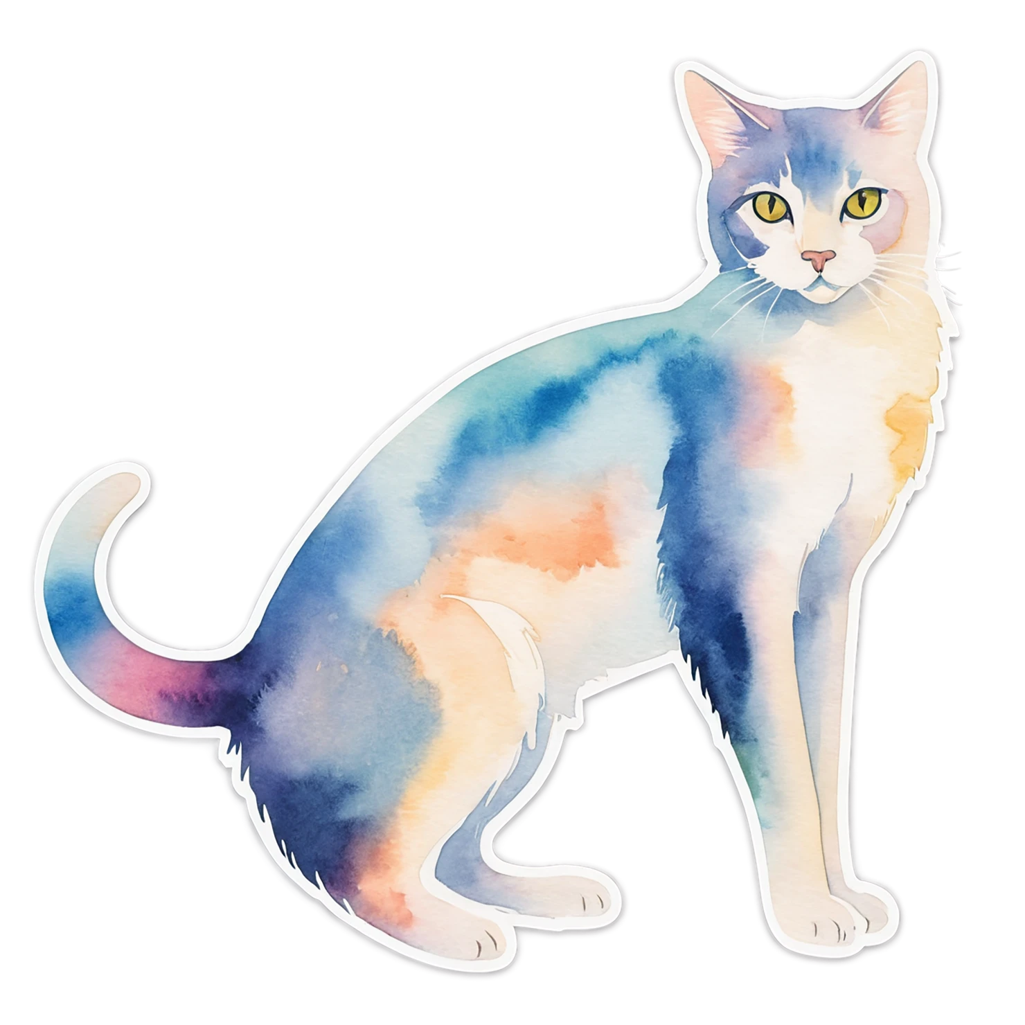 Cat watercolor sticker isolated on transparent background #14968