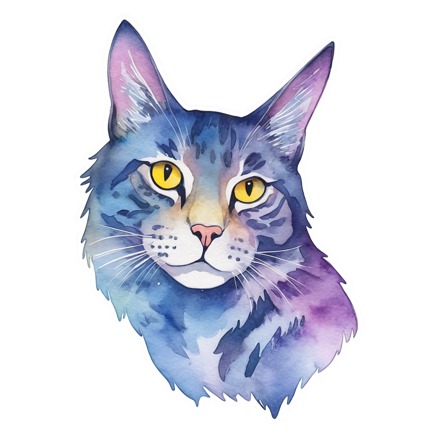 Cat watercolor sticker isolated on transparent background #14969