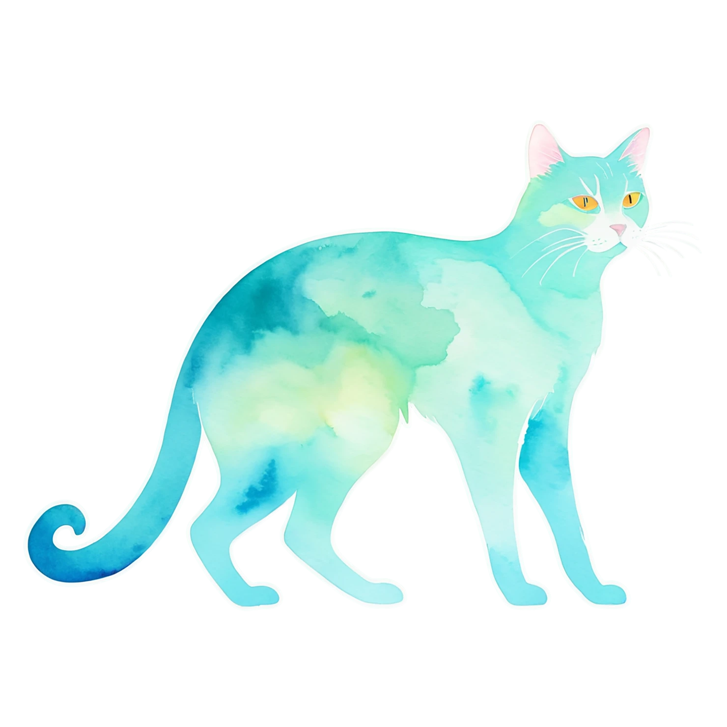 Cat watercolor sticker isolated on transparent background #14971