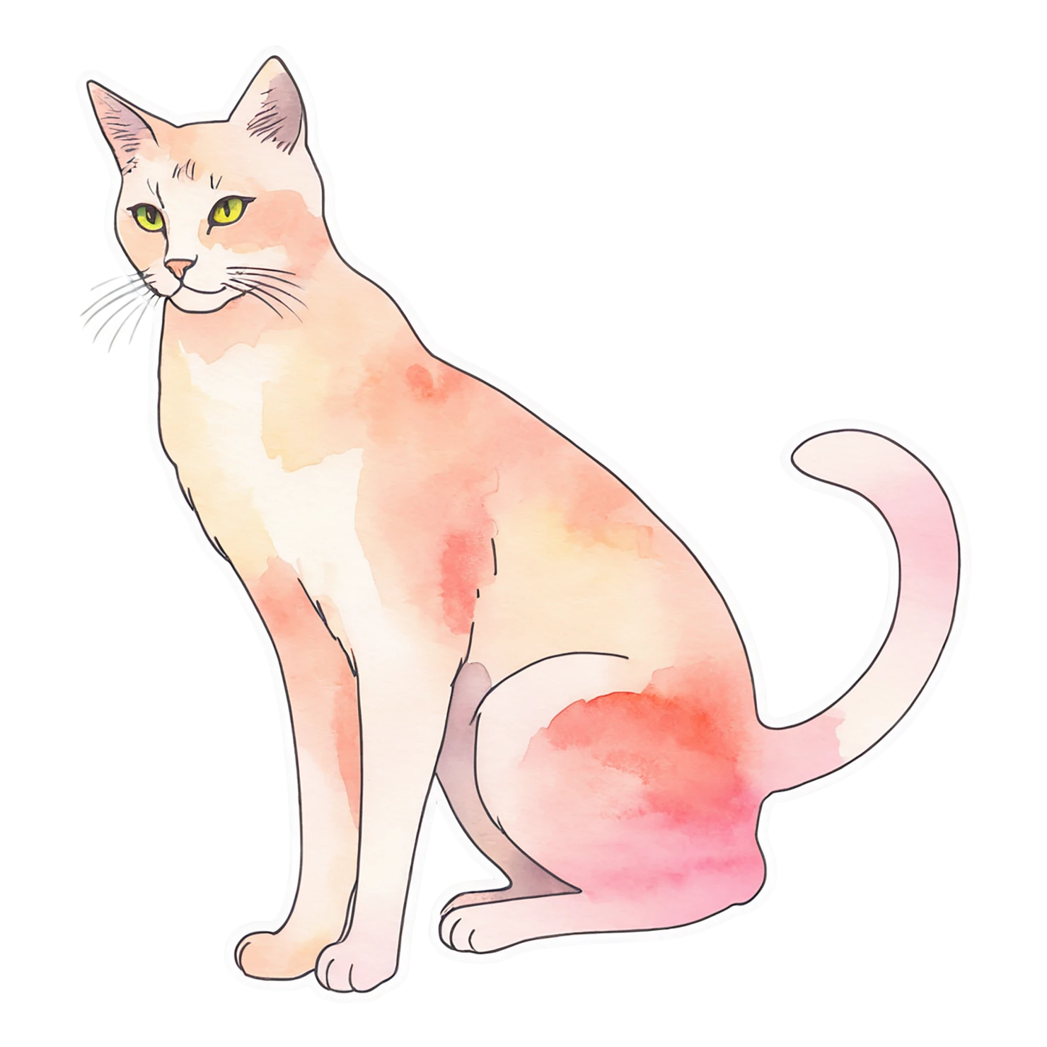 Cat watercolor sticker isolated on transparent background #14976