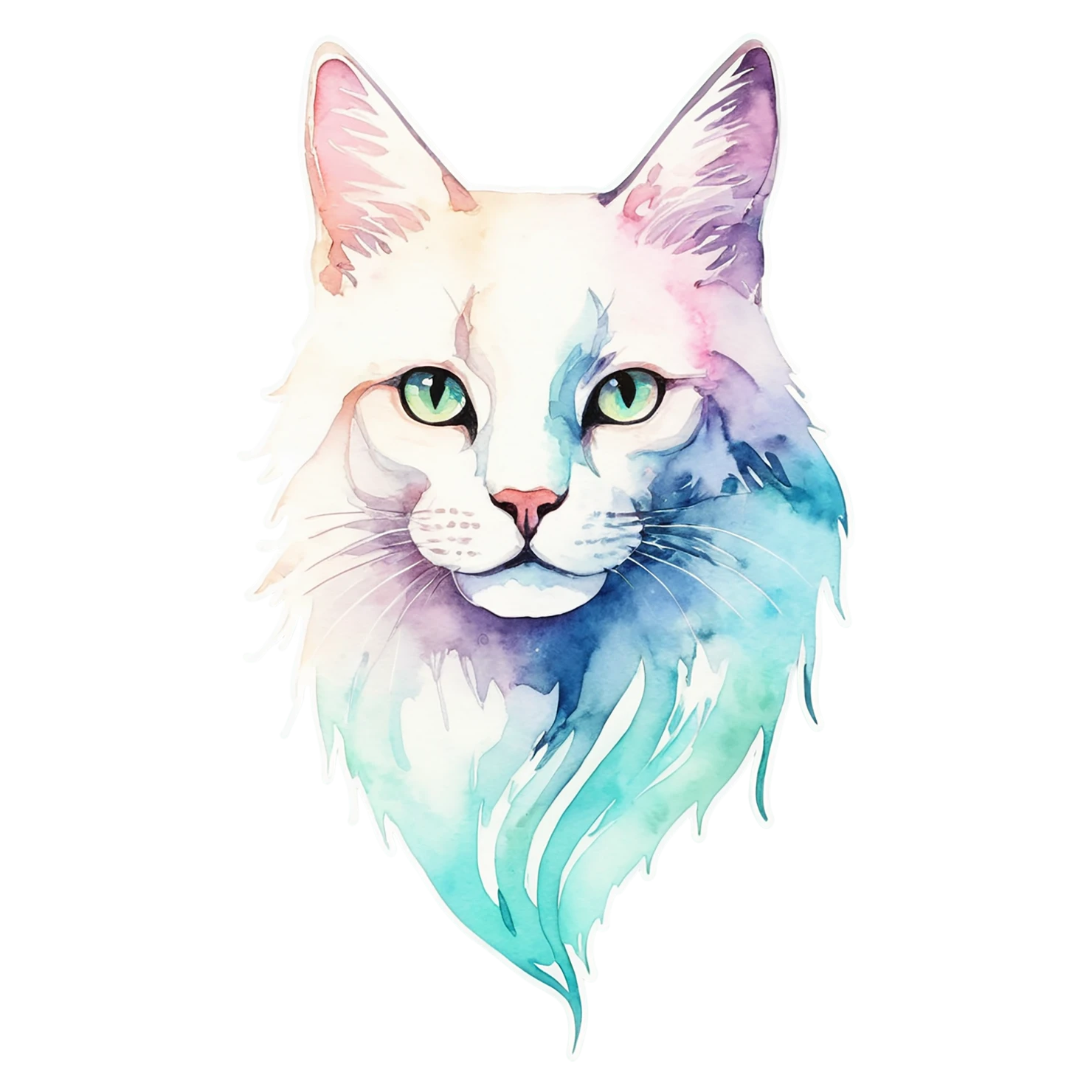 Cat watercolor sticker isolated on transparent background #14977