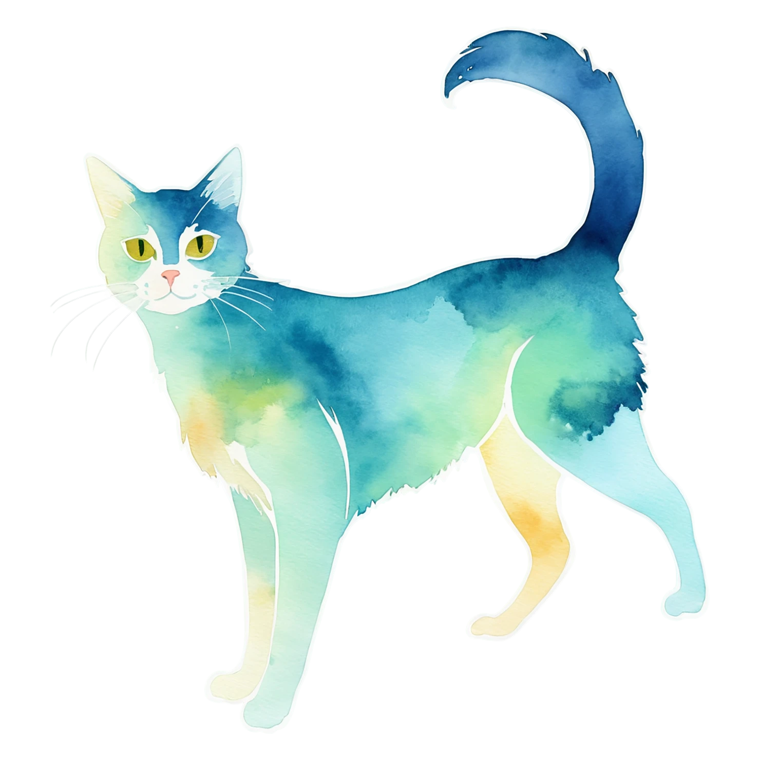 Cat watercolor sticker isolated on transparent background #14978